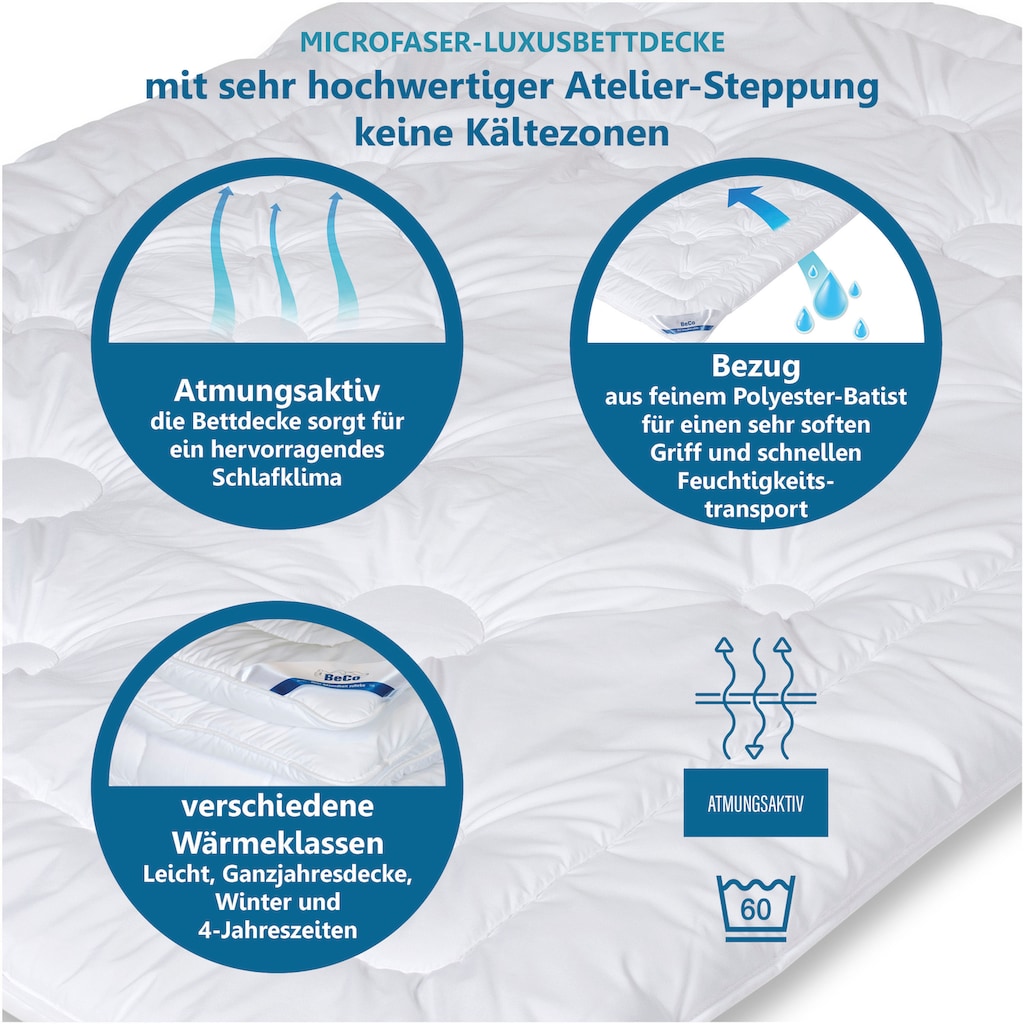 Beco Microfaserbettdecke »Bettdecke Royal Soft Duo, Bettdecken für Sommer und Winter, Decke«, normal, Füllung Polyester, Bezug Microfaser, (1 St.), Bettdecke 135x200 cm, 155x220 cm, exzellente Klimaeigenschaften