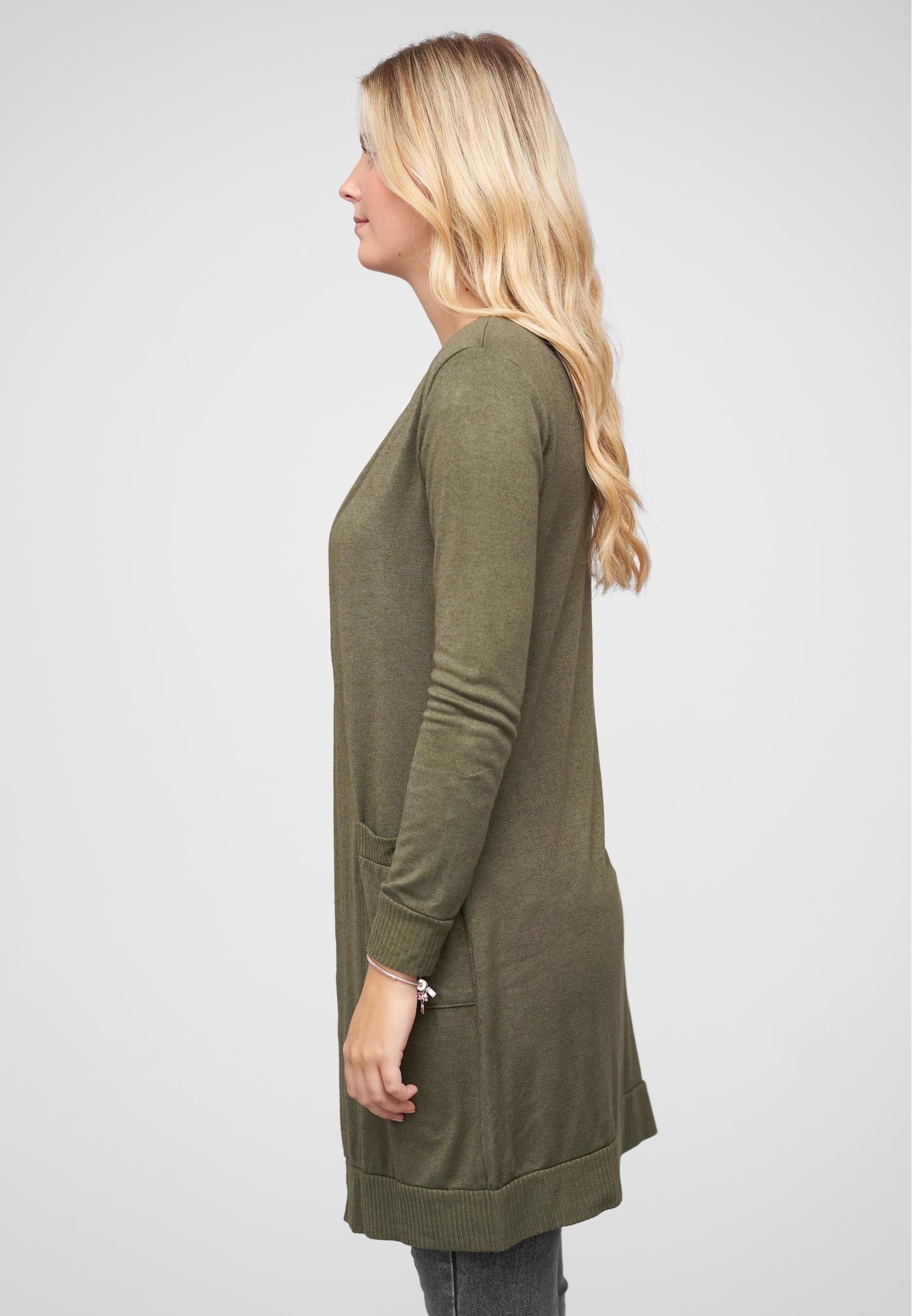 CLOUD 5IVE Strickjacke »CLOUD 5IVE Longform Viskose Cardigan mit 2 seitl. Taschen«