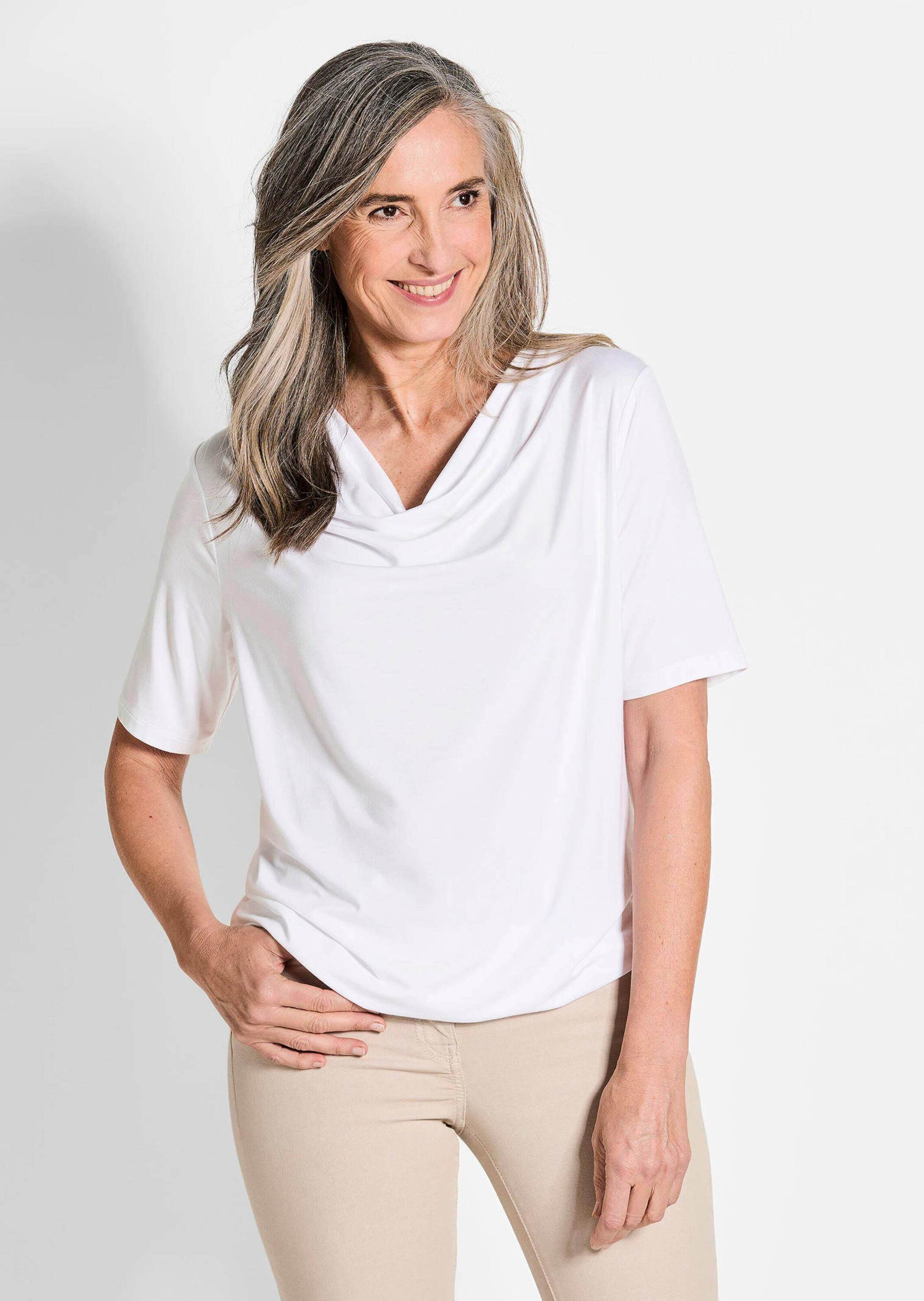 Thumbnail - GOLDNER Kurzarmshirt "Shirt" Wasserfallausschnitt