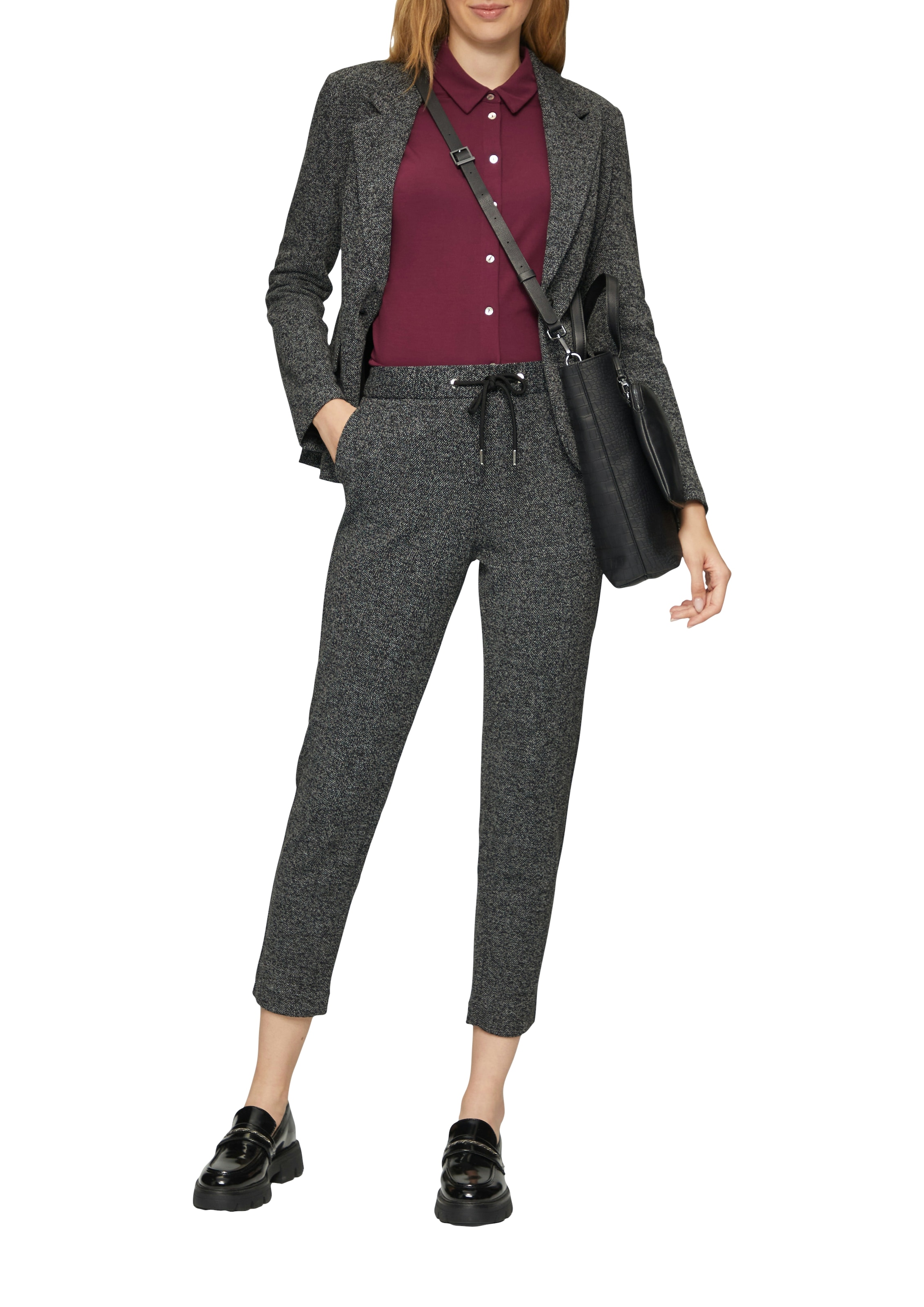 s.Oliver BLACK LABEL Stoffhose, Sommerhose meliert, mit Kordelzug