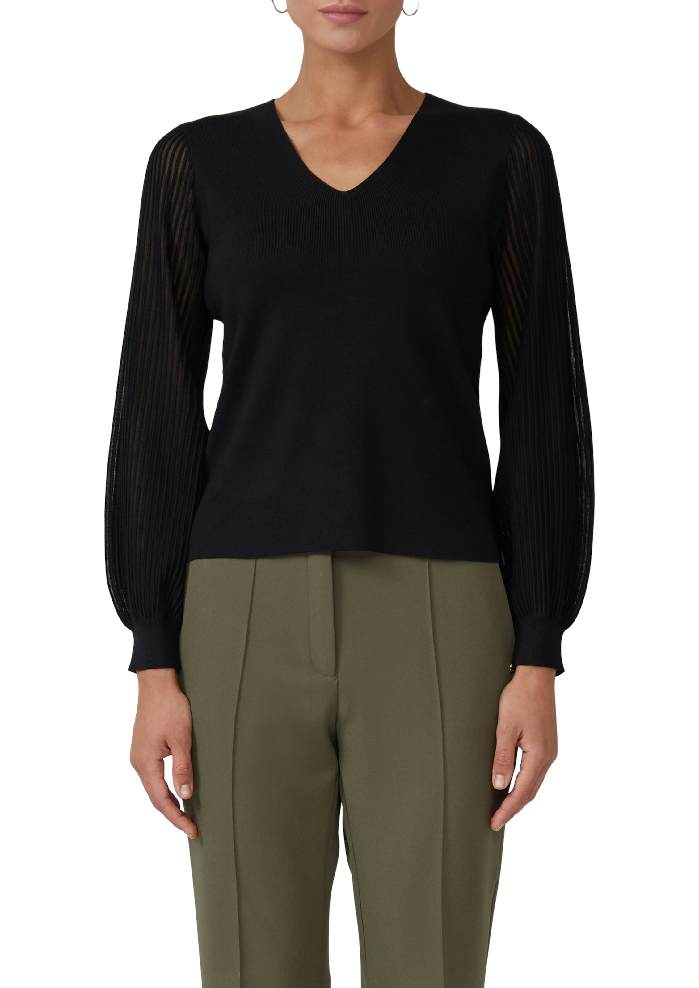 s.Oliver BLACK LABEL Strickpullover mit semitransparenten Ärmeln günstig online kaufen