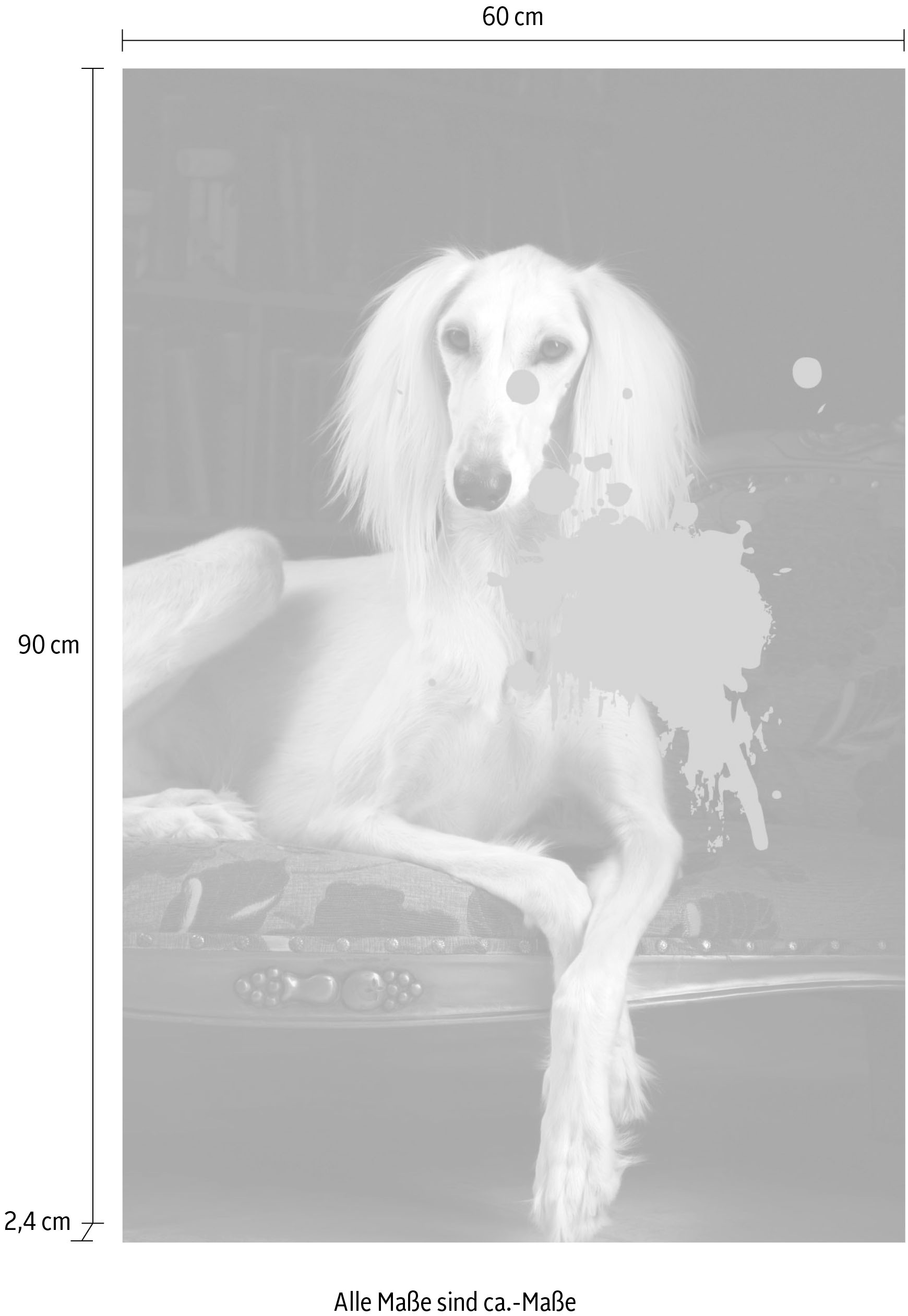 queence Acrylglasbild »Hund mit Farbklecks«, Kunst-Gemälde-Hund-Hundebilder-Historische Persönlichkeiten-Formen-Haustiere, Fine Art-Print in Galeriequalität