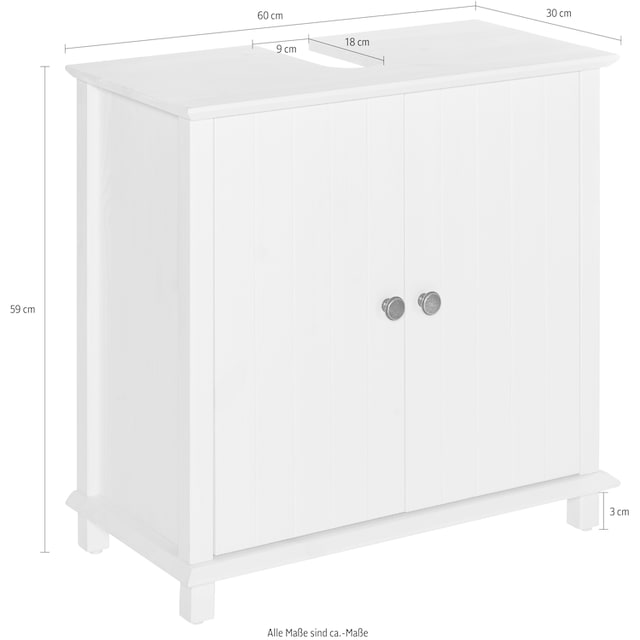 Home affaire Waschbeckenunterschrank »Vili«, Breite 60 cm,  Badezimmerschrank aus Massivholz, Metallgriffe kaufen | BAUR