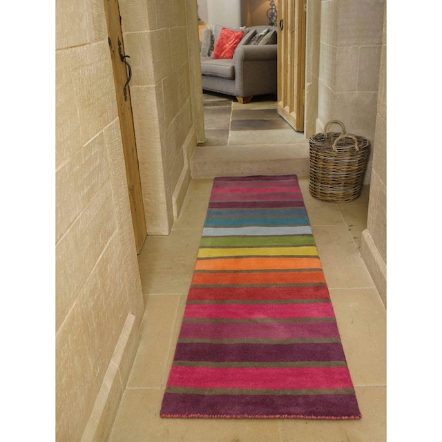 FLAIR RUGS Läufer »Candy«, rechteckig, aus 100% Wolle, Design mit Streifen,  mehrfarbig gemustert,Läufer | BAUR