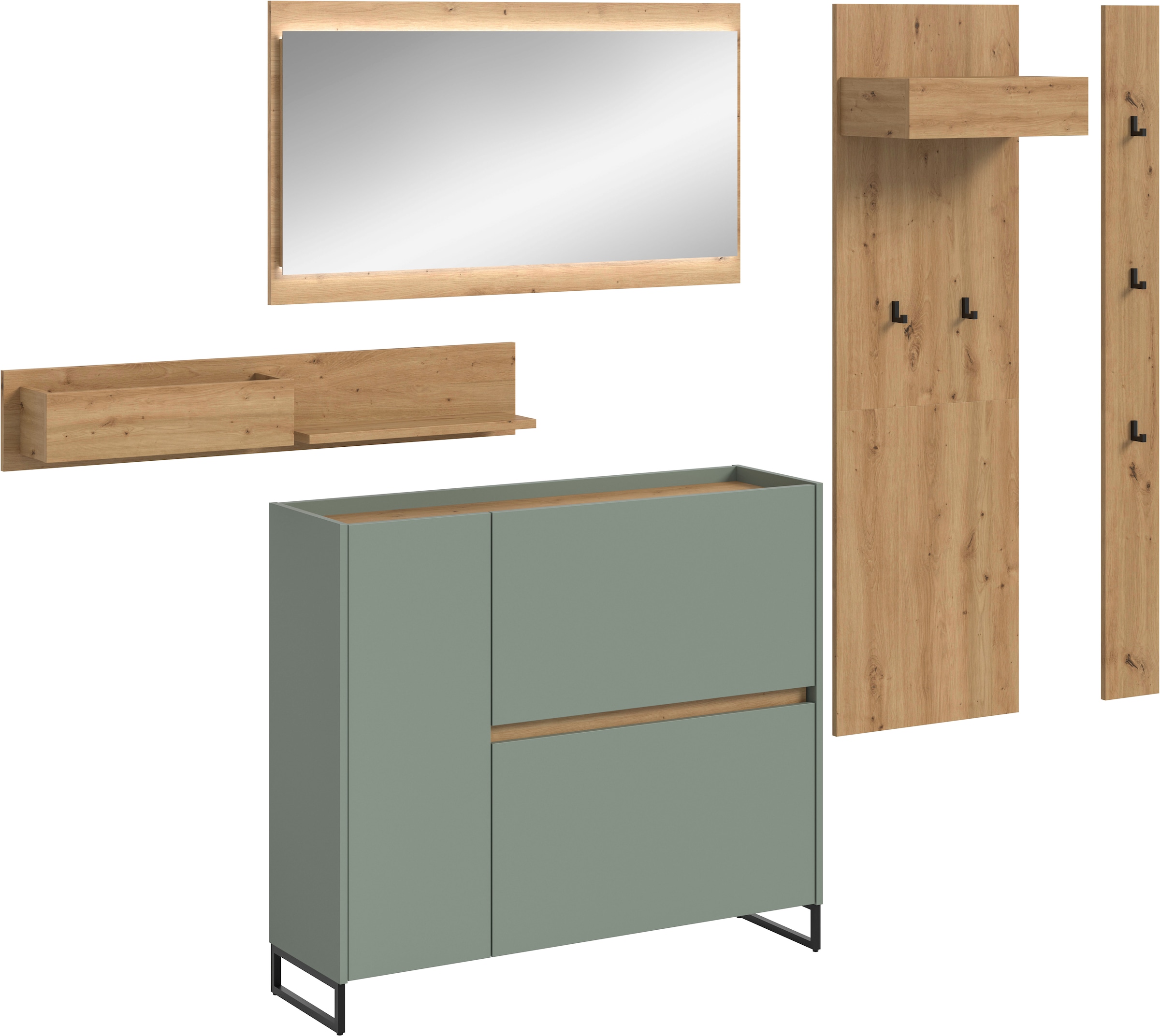 INOSIGN Garderoben-Set "EVRID, 5-teilig, Breite 236 cm, inkl. Beleuchtung", günstig online kaufen