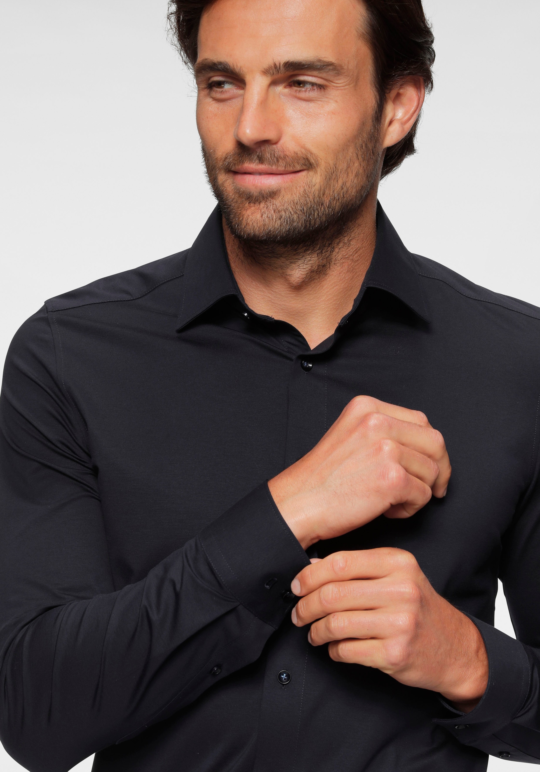 OLYMP Langarmhemd »Luxor 24/Seven modern fit Jerseyshirt«, mit geruchshemmenden Materialeigenschaften