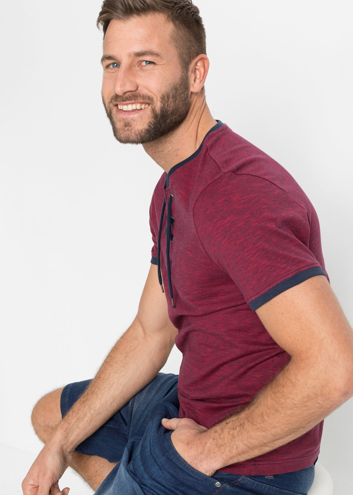 bonprix T-Shirt "T-Shirt mit Schnürung aus Baumwolle" T-Shirt mit Schnürung günstig online kaufen