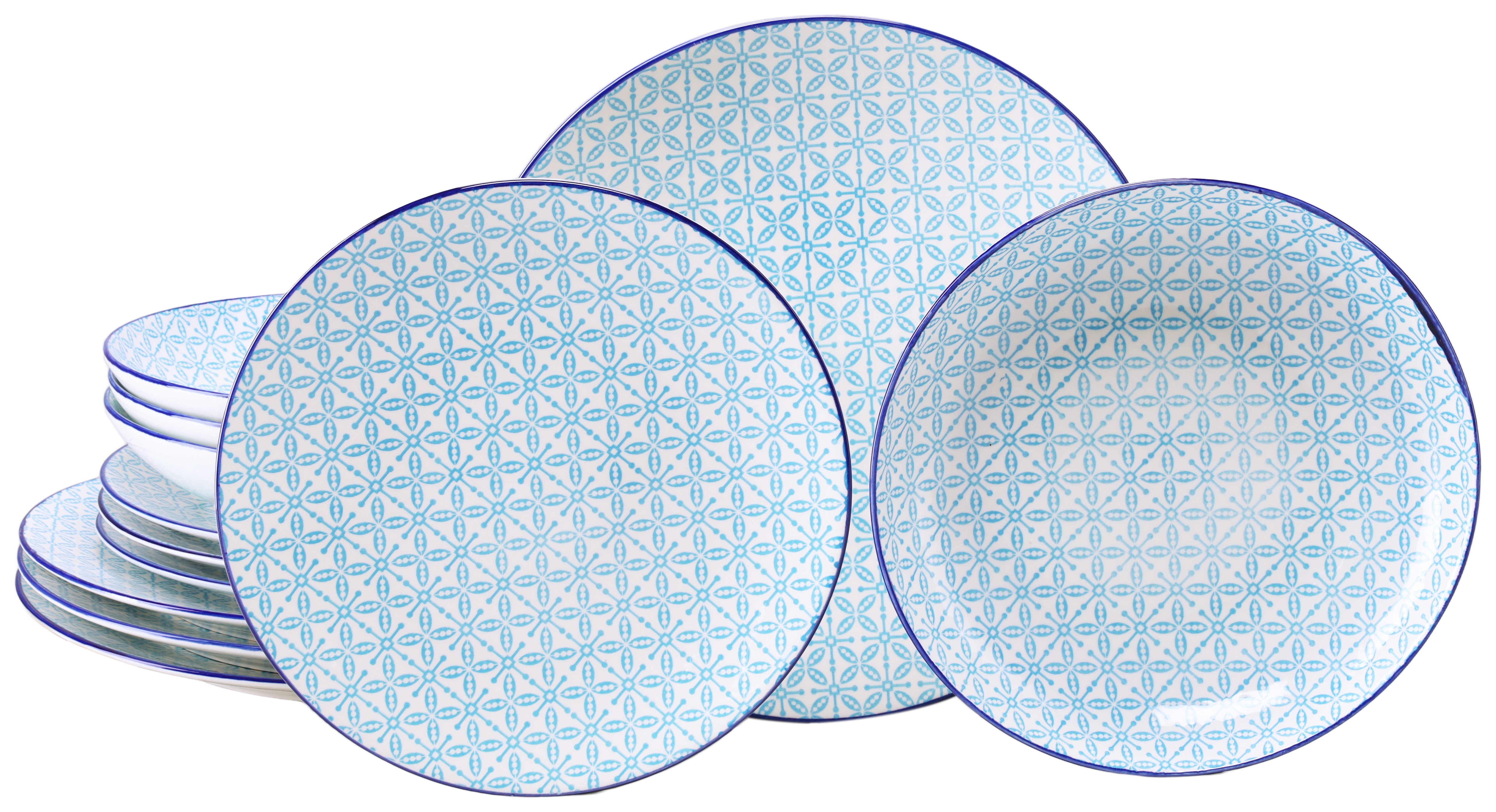 CreaTable Teller-Set "Mediterran, Teller Set 12-tlg." Mediterraner Flair, Traditionell keramische Motive