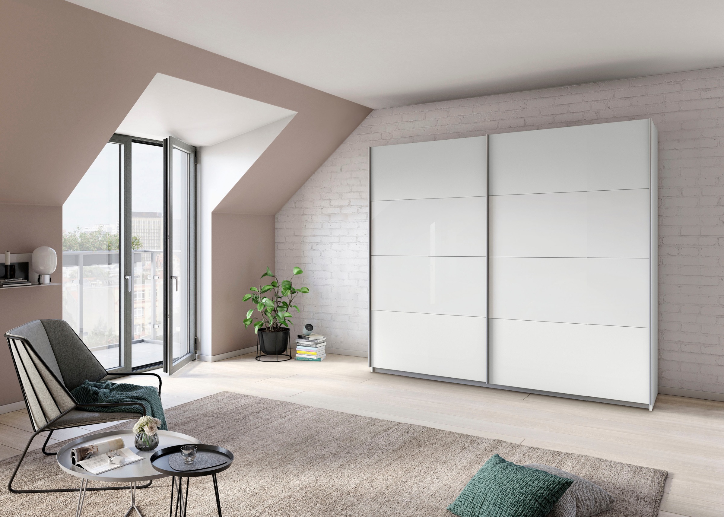 rauch Schwebetürenschrank »Quadra Bestseller Schlafzimmerschrank in vielen Breiten«, Kleiderschrank Garderobenschrank Schrank mit Glaselementen