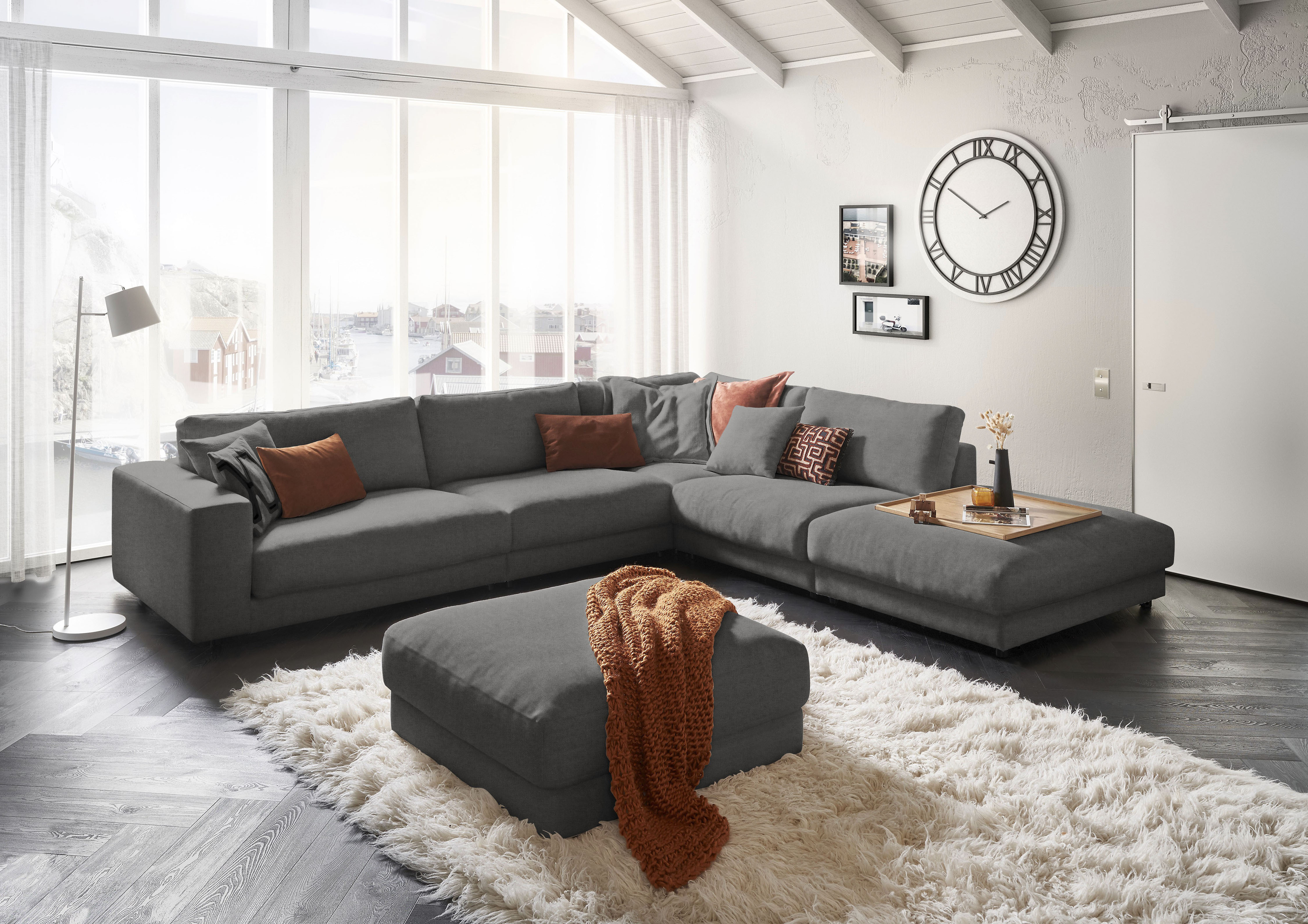 3C Candy Ecksofa "Enisa II, bequem und komfortabel, großes Familiensofa, L-Form" incl. 3 Flatterkissen, wahlweise mit Flecken-Schutz-Bezug Easy care