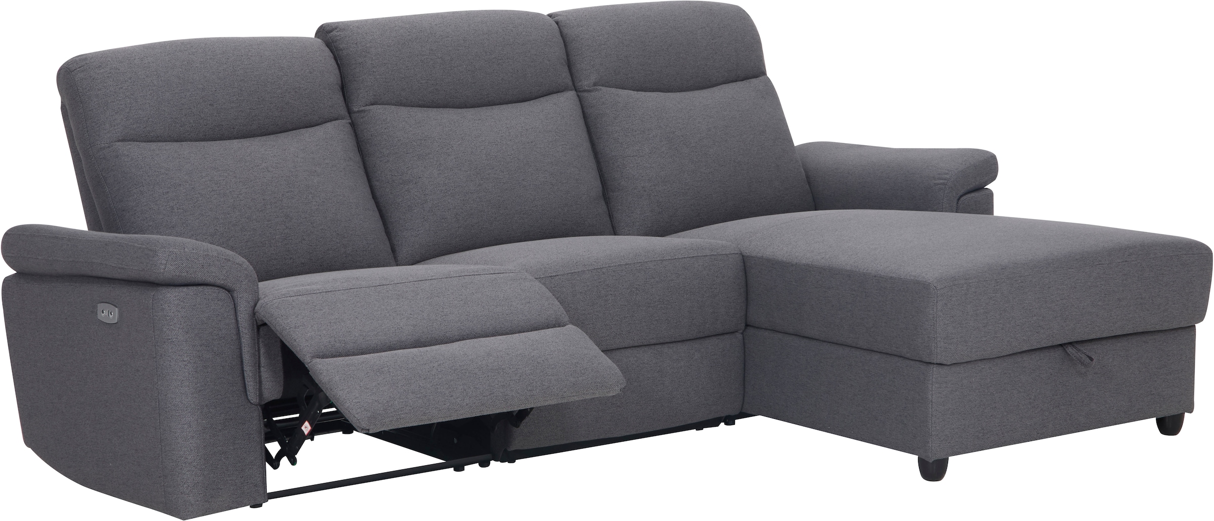 Home affaire Ecksofa »BRIONNE, L-Form, 255cm, manuelle u. elektrische Funktion (USB A/C),«, Liegefunktion, Stauraum, Federkernpolsterung, Webstoff