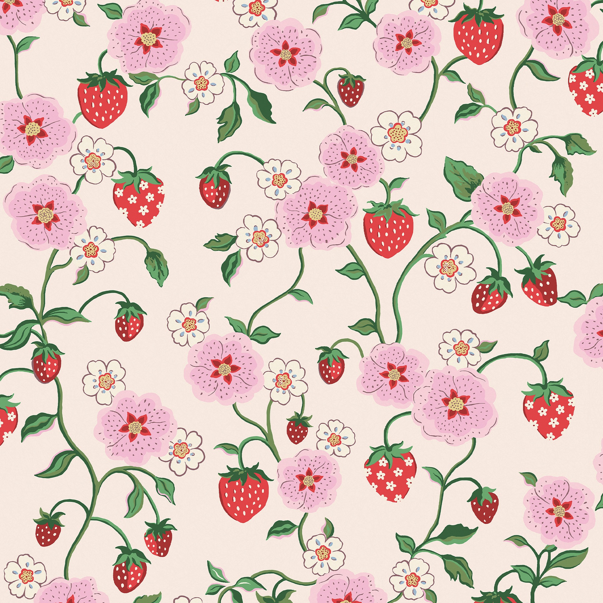 Cath Kidston Vliestapete »Strawberry Spring« geblümt glatt 10mx52cm (ca. 5m2)