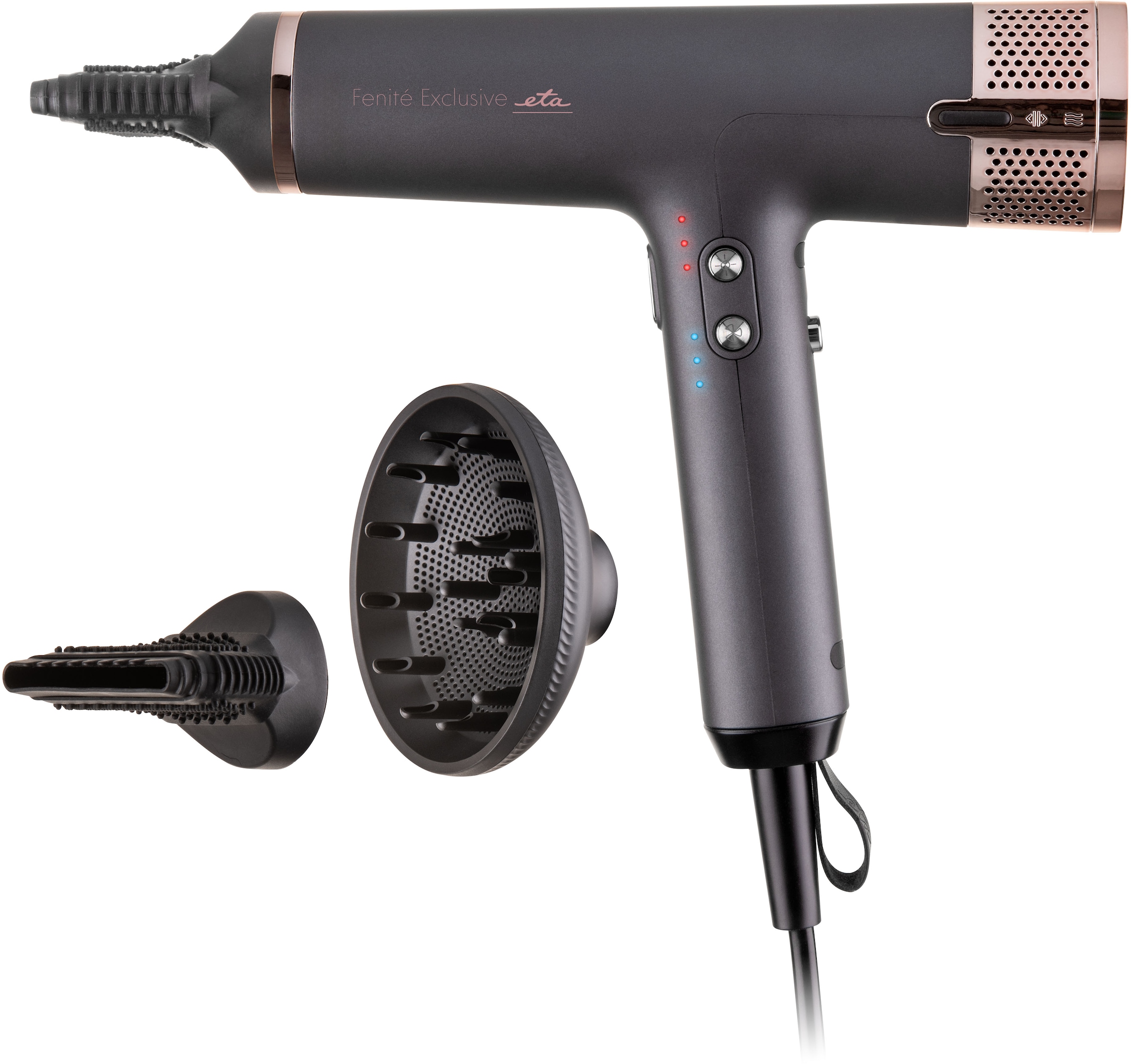 ETA Kinder Ionic-Haartrockner "ETA Fenite Exclusive Haartrockne mit Ionisierung & Smart Heat Control", grau, Kunststoff, B:22cm H:5,5cm T:19,5cm,