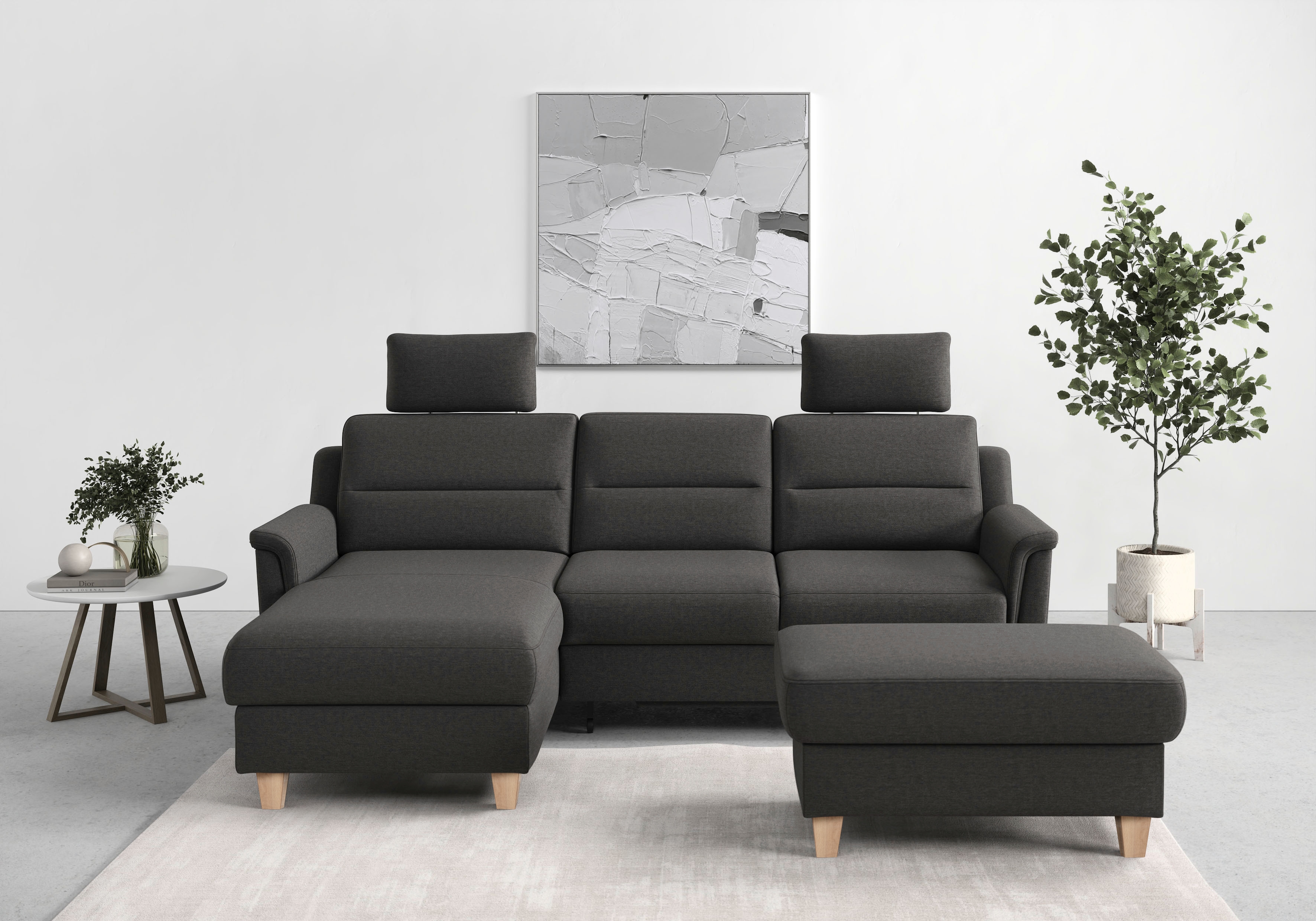 sit&more Ecksofa "Farö L-Form" inklusive Federkern, wahlweise mit Schlaffunktion und Bettkasten