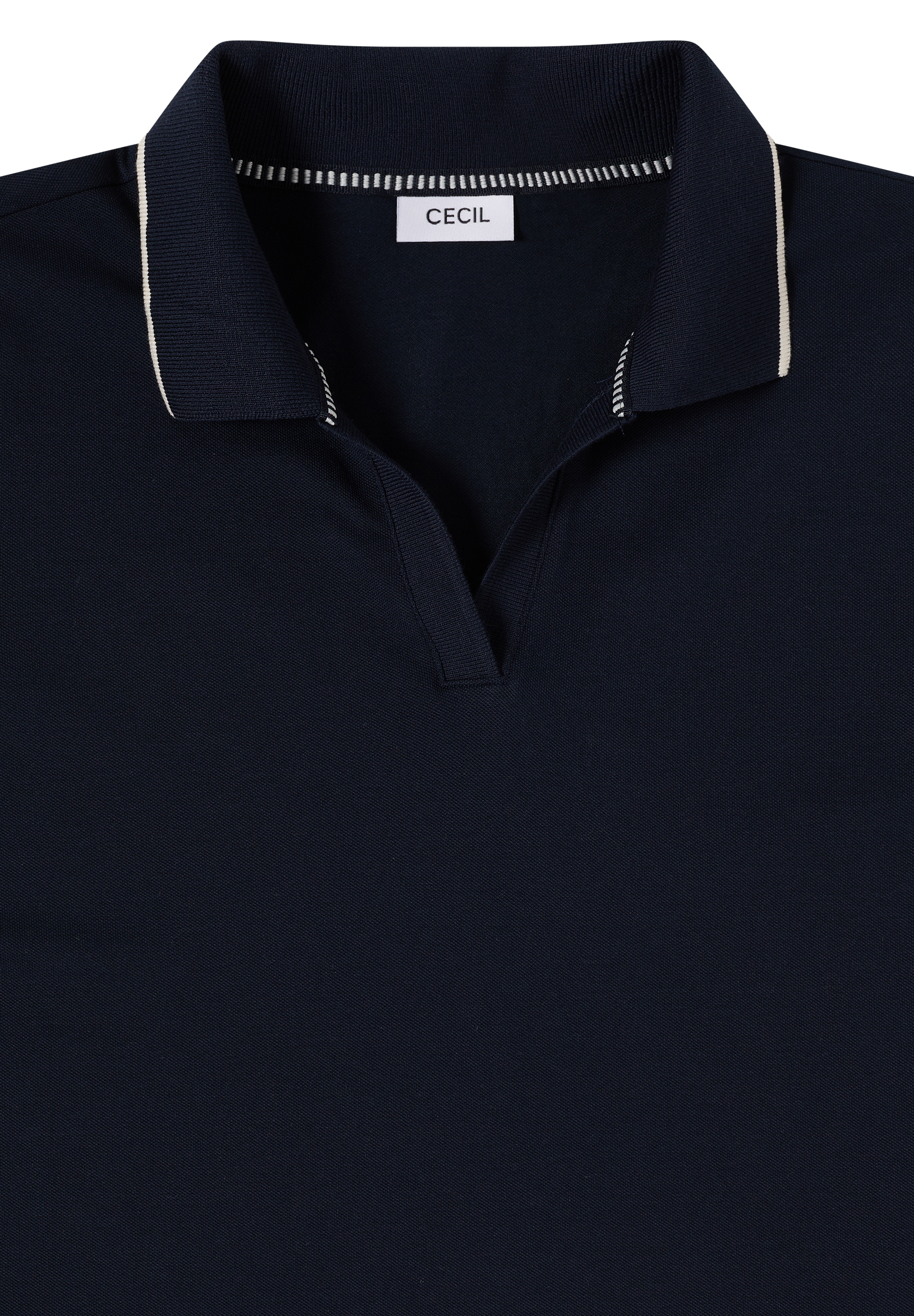 Cecil Poloshirt mit Kontrast-Streifen und V-Ausschnitt
