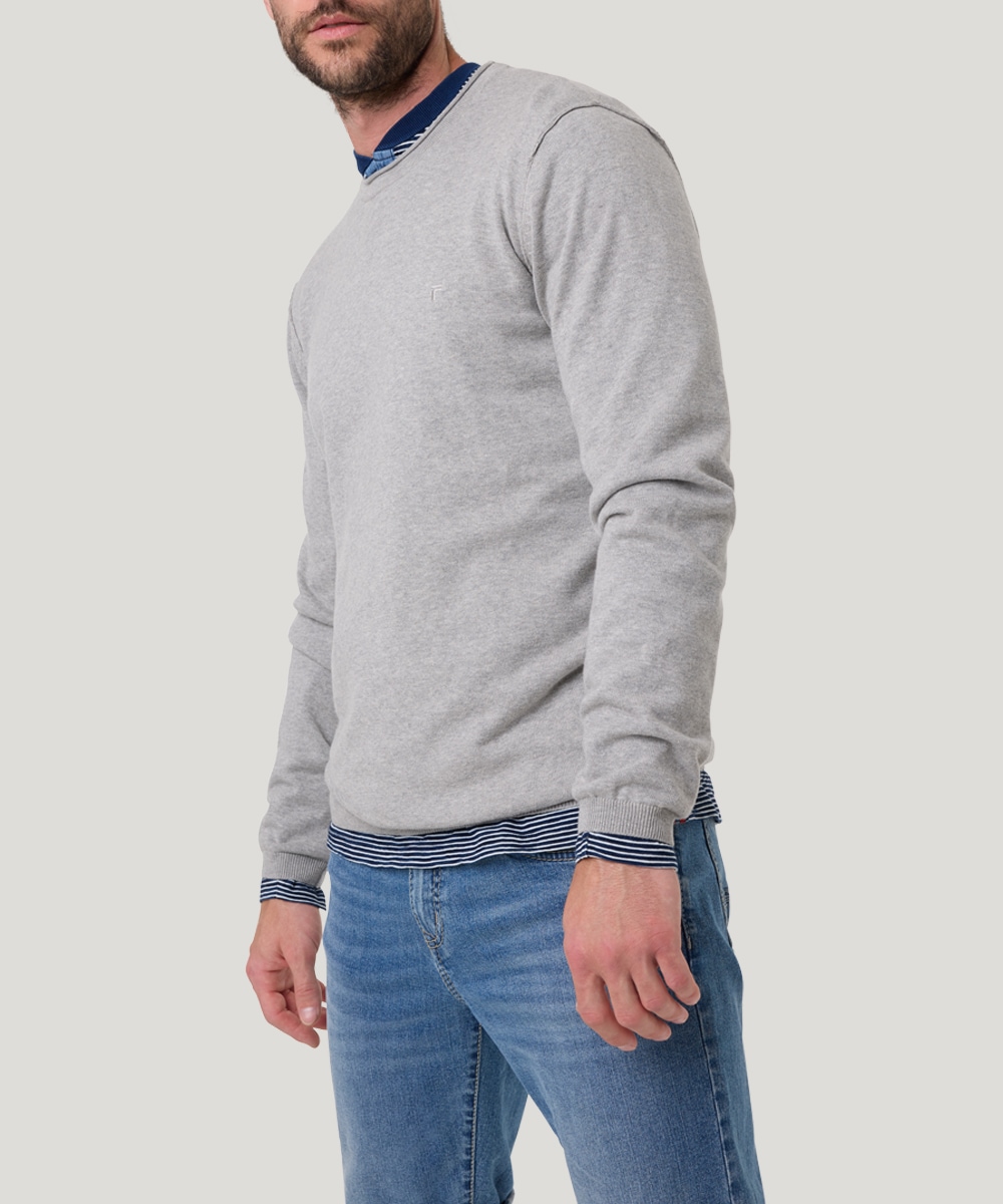 Pioneer Authentic Jeans Rundhalspullover, Ausschnitt mit Rollkante, Außennä günstig online kaufen
