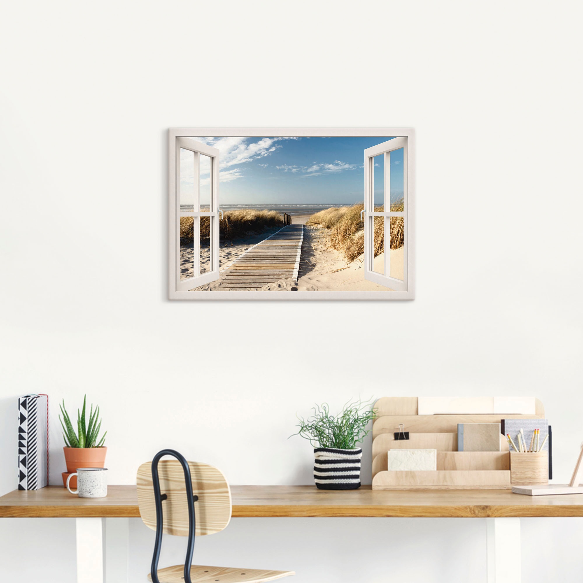 Artland Wandbild "Fensterblick Nordseestrand auf Langeoog" Fensterblick 1 S günstig online kaufen