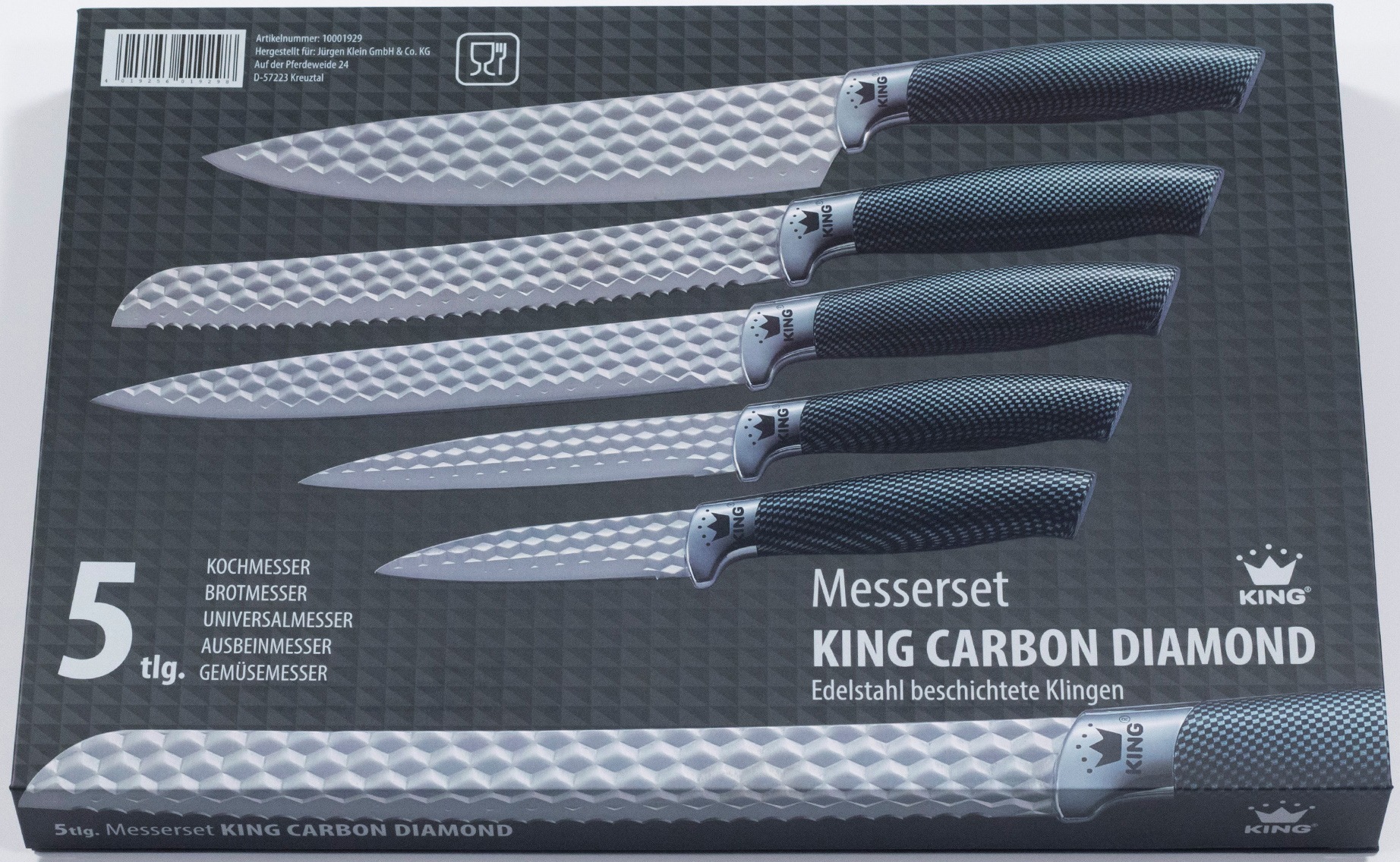 Thumbnail - KING Messer-Set "CARBON DIAMOND" Klingen mit Rautenstruktur