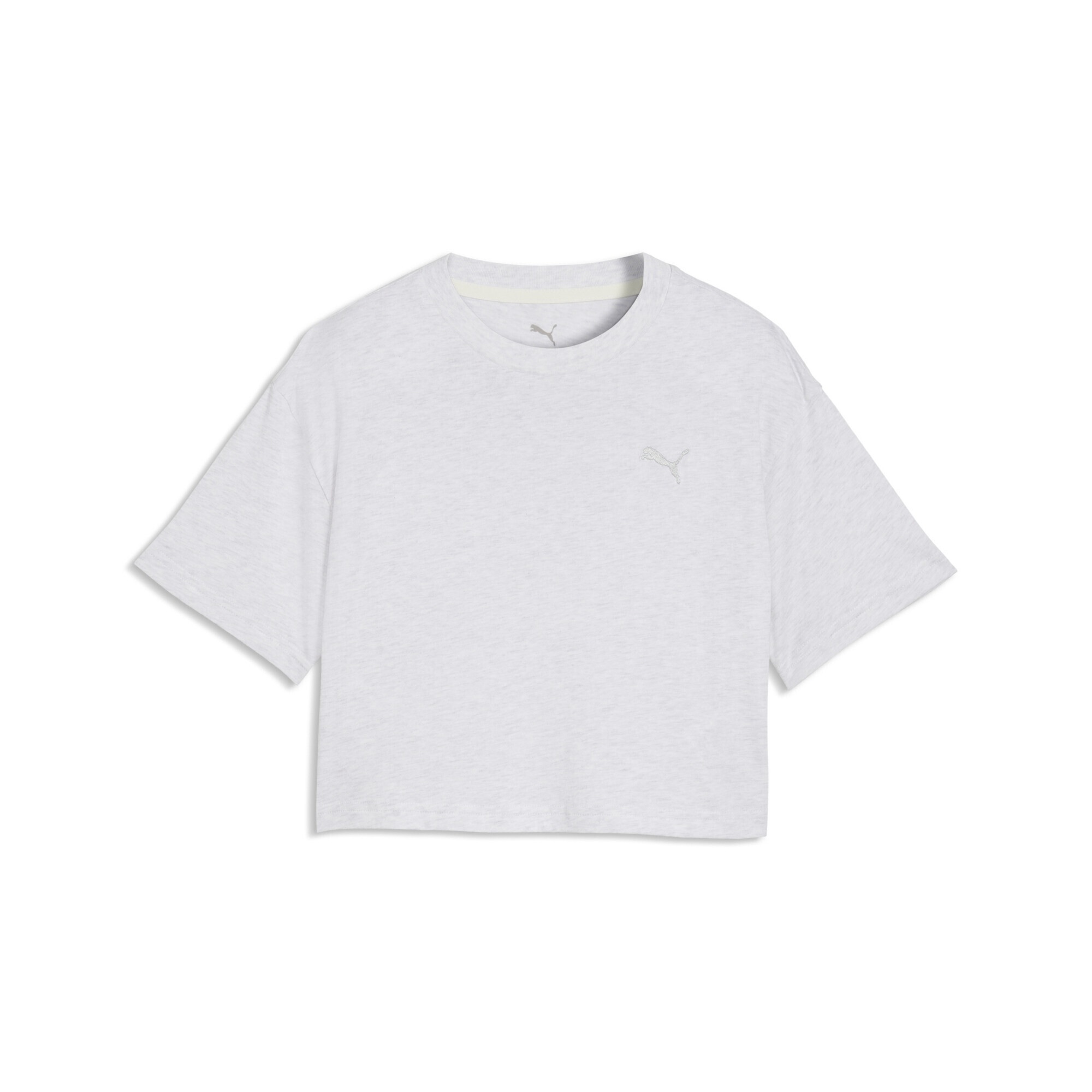 PUMA Kinder T-Shirt "PUMA Class Relaxed Cropped Graphic T-Shirt Mädchen", weiß, Gr. 140, bedruckt, Obermaterial: 100% Baumwolle. Rippe: 20%