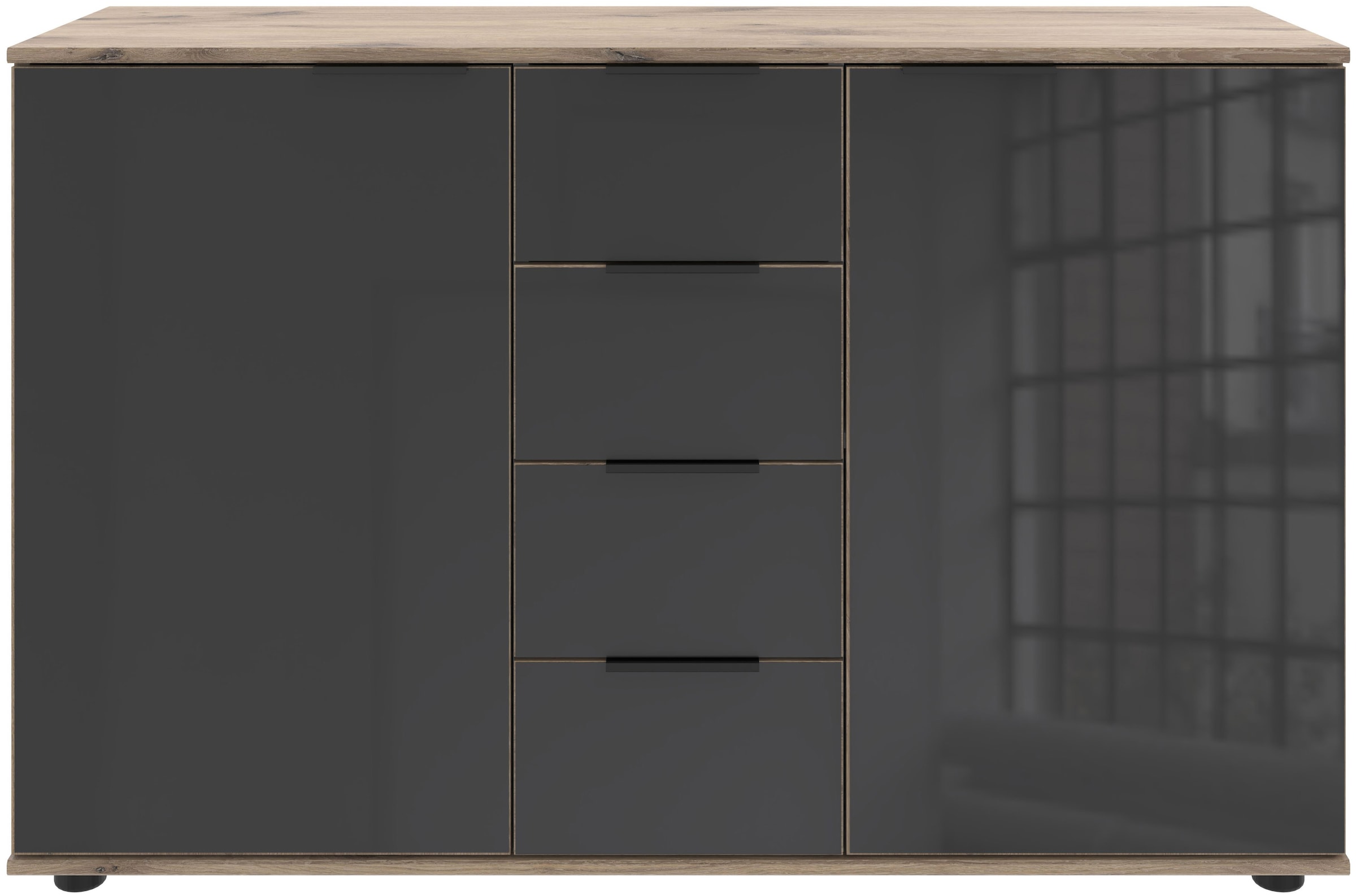 Wimex Kombikommode "Leonberg, Sideboard 2trg mit 4 Schubladen", mit Glasfro günstig online kaufen