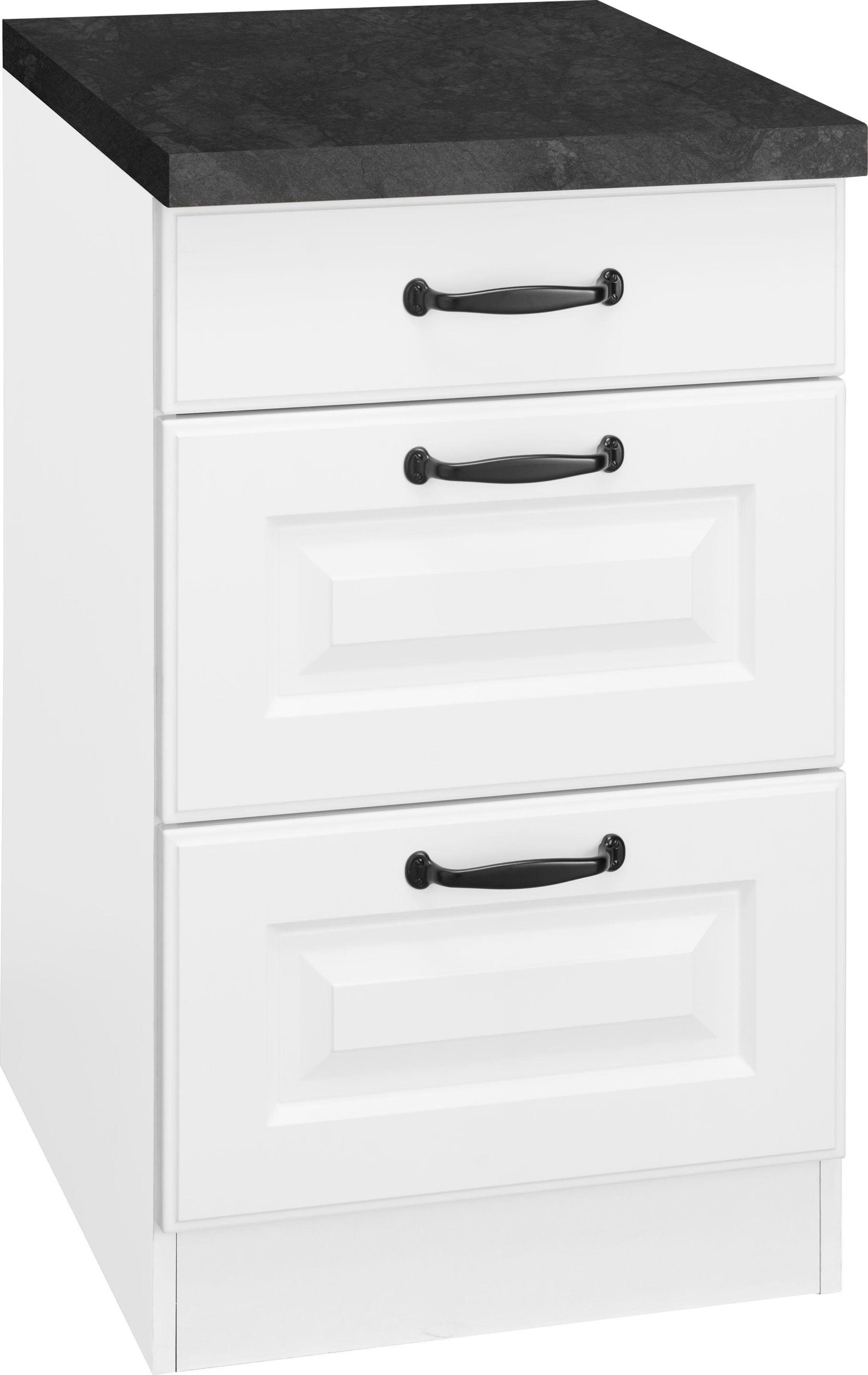 wiho Küchen Unterschrank "Erla" 50 cm breit, mit 2 großen Auszügen, inkl. Arbeitsplatte