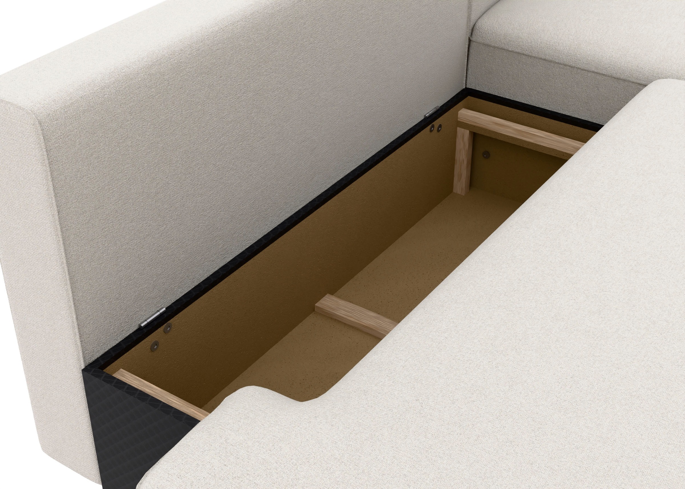 TRENDMANUFAKTUR Ecksofa »Fordon II, Schlafsofa mit Bettkasten, Couch in L-Form, Breite 250 cm«, in Struktur LUMOS, 3D-Effekt, sandgrau, Armlehne rechts