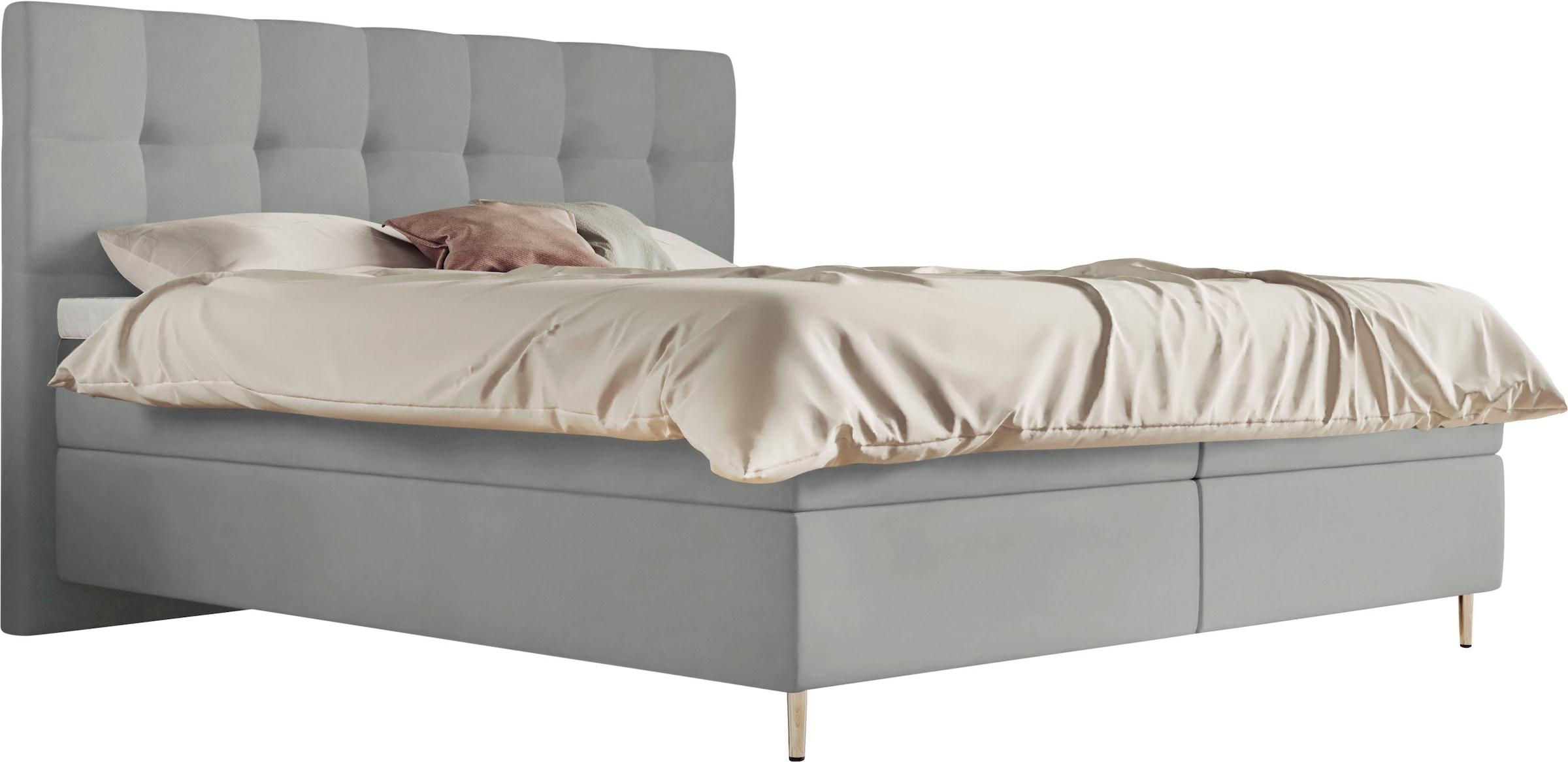 Boxspringbett »Aida«, inklusive GELTEX® Next Topper, Metallfuß chrome, niedriges Kopfteil