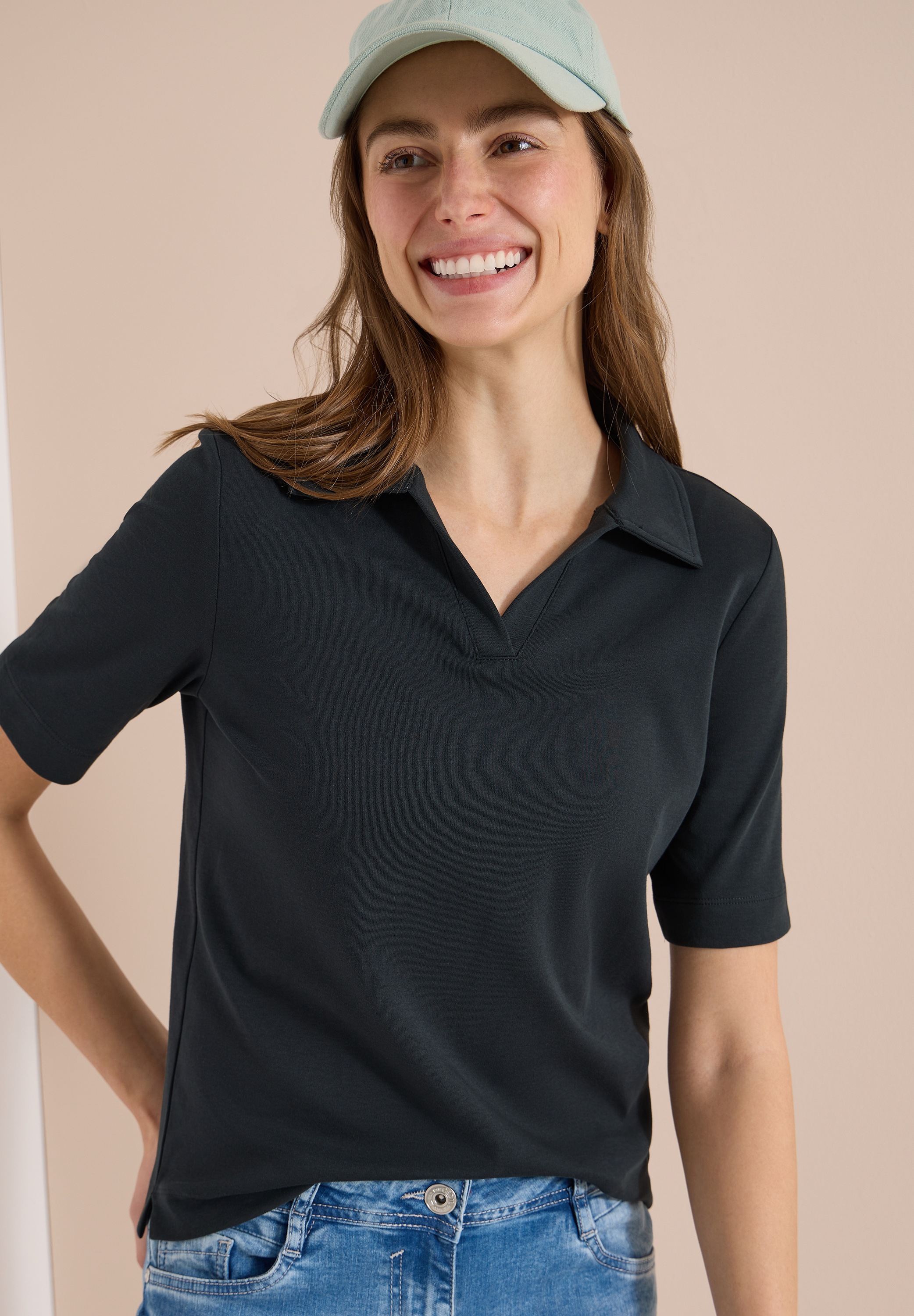 Cecil Poloshirt in Unifarbe