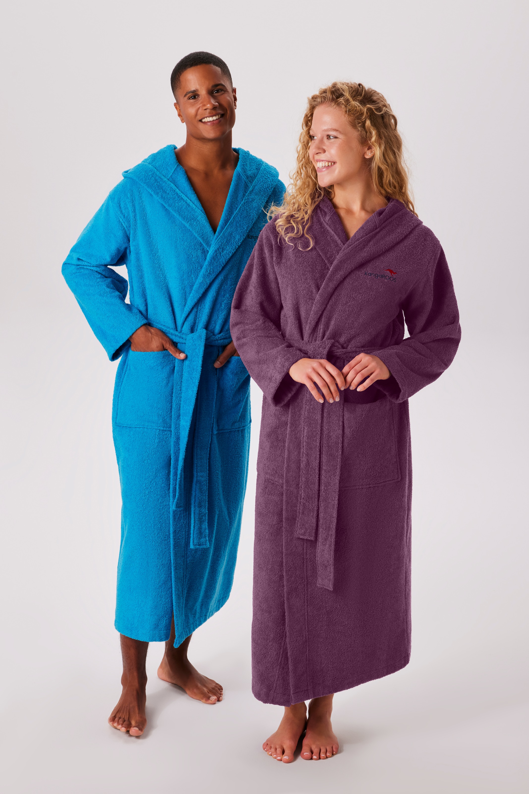 KangaROOS Unisex-Bademantel »Cassidy, für Damen & Herren, Standardlänge & Überlänge« 1 Stk. mit Taschen, Männer und Frauen, Baumwolle, Reise, Hotel, Sauna, S-3XL