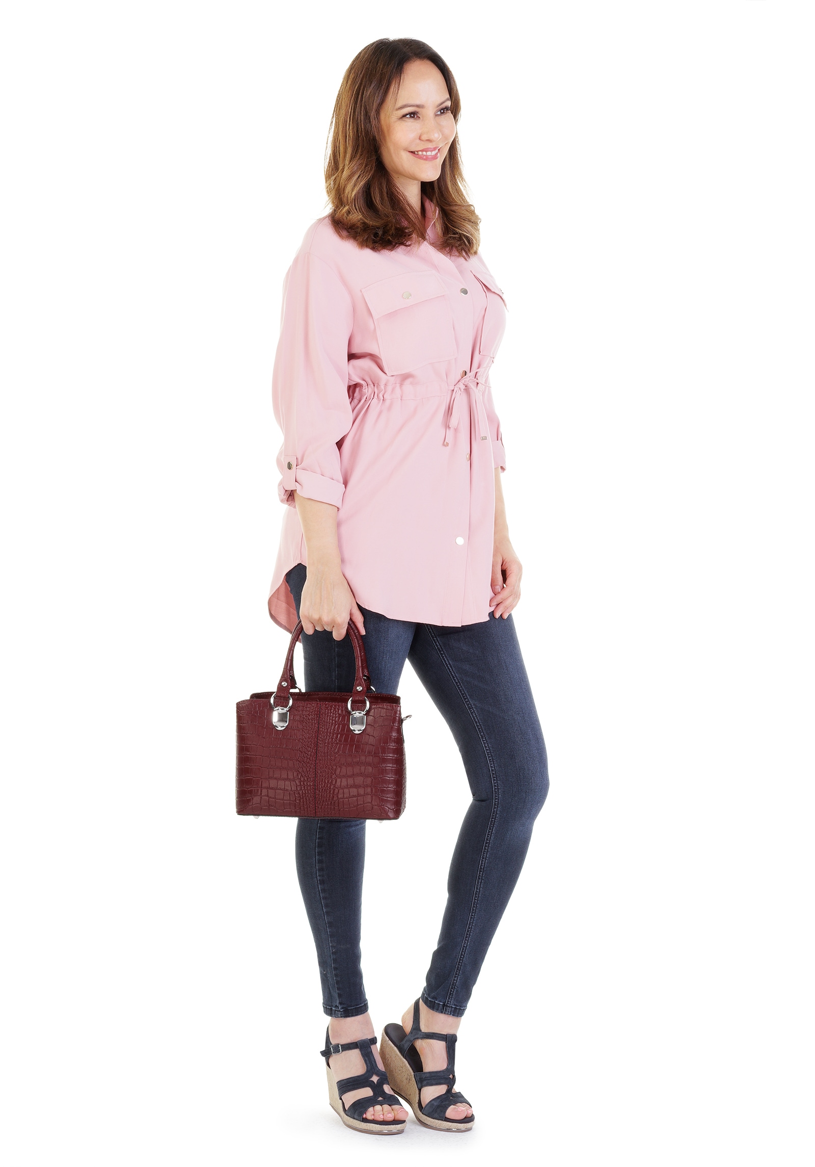 Cluty Umhängetasche, echt Leder, Made in Italy