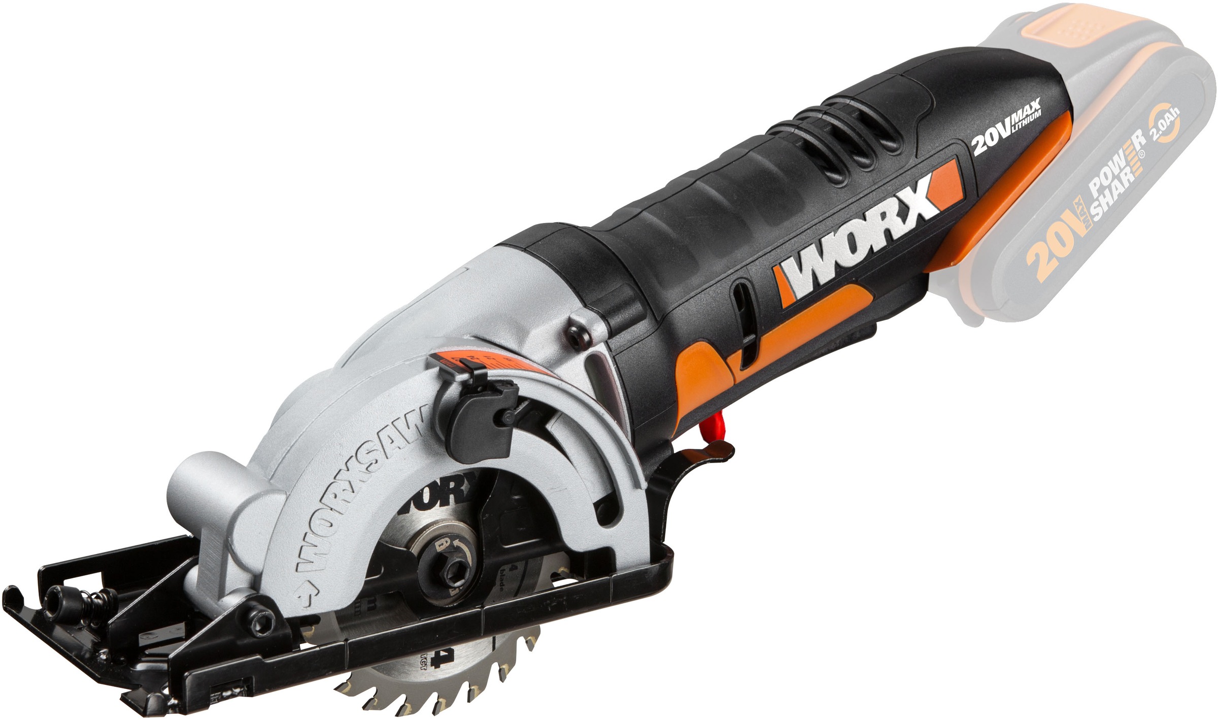 Worx Akku-Handkreissäge "WX527.9 WorxSaw", Tauch- & Sägeschnitte bis zu 27 mm, ohne Akku & Ladegerät