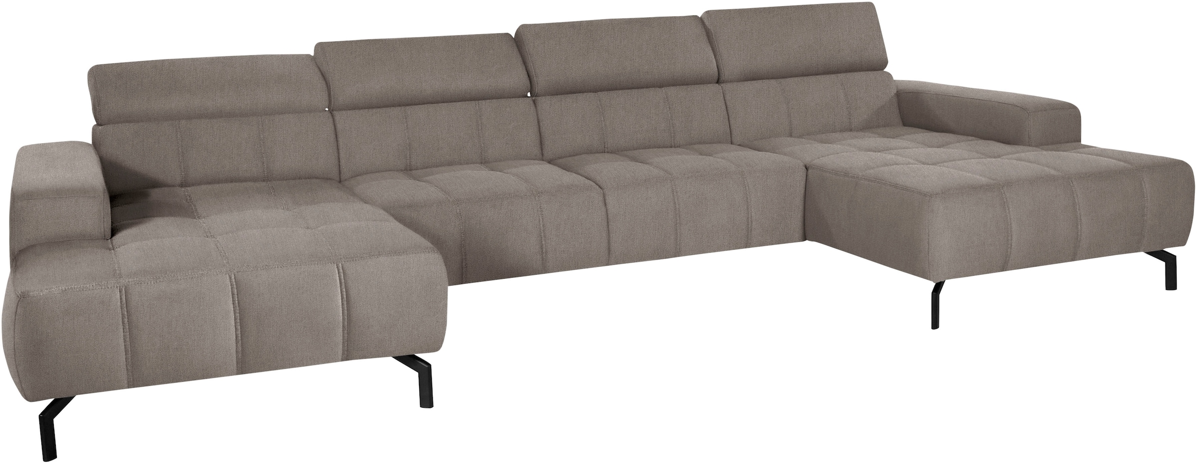 DOMO collection Wohnlandschaft »Cunelli tolle Sitznähte als Designelement, fester Sitzkomfort, U-Form«, wahlweise mit Kopfteilverstellung, bodenfrei