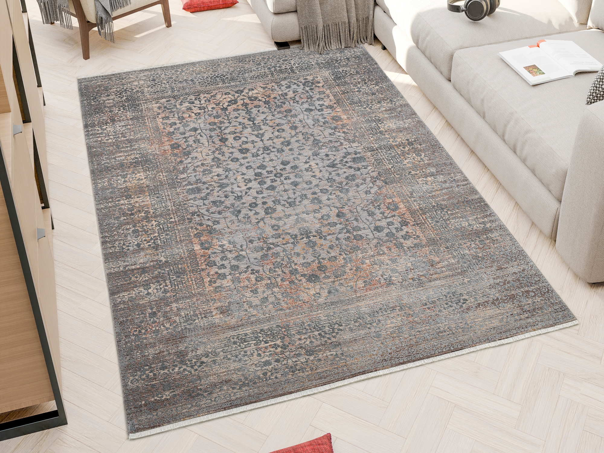 OCI DIE TEPPICHMARKE Teppich "FARBEN CAESAR" rechteckig 7 mm Höhe Klassisches Muster, eingefasst, in 3-D-Optik, mit Fransen