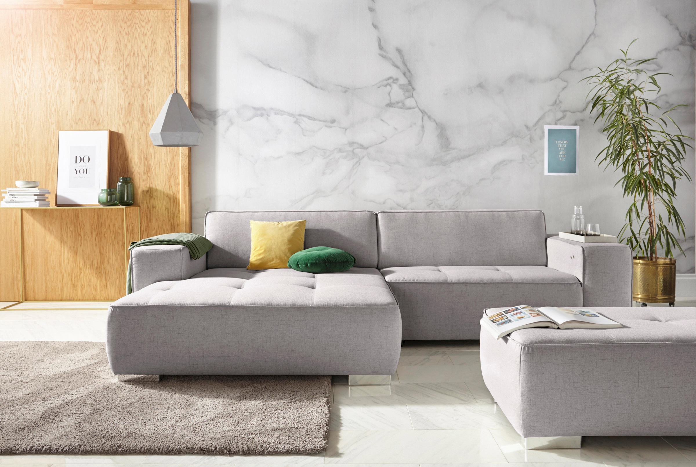 OTTO home Ecksofa "Sapporo L-Form" wahlweise Schlaffunktion oder Sitztiefenverstellung, Federkern