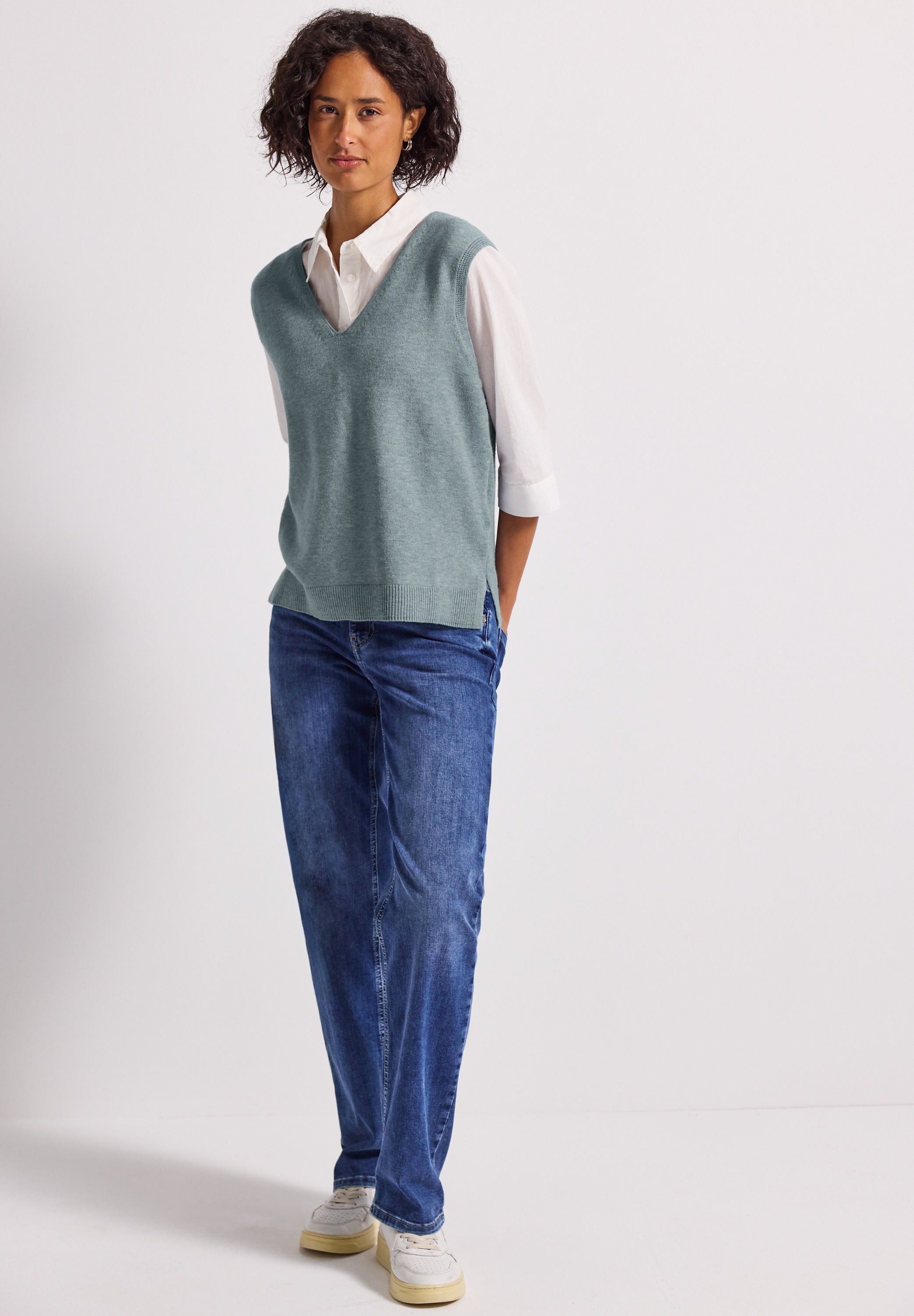 STREET ONE Kurzarmpullover, aus softem Materialmix