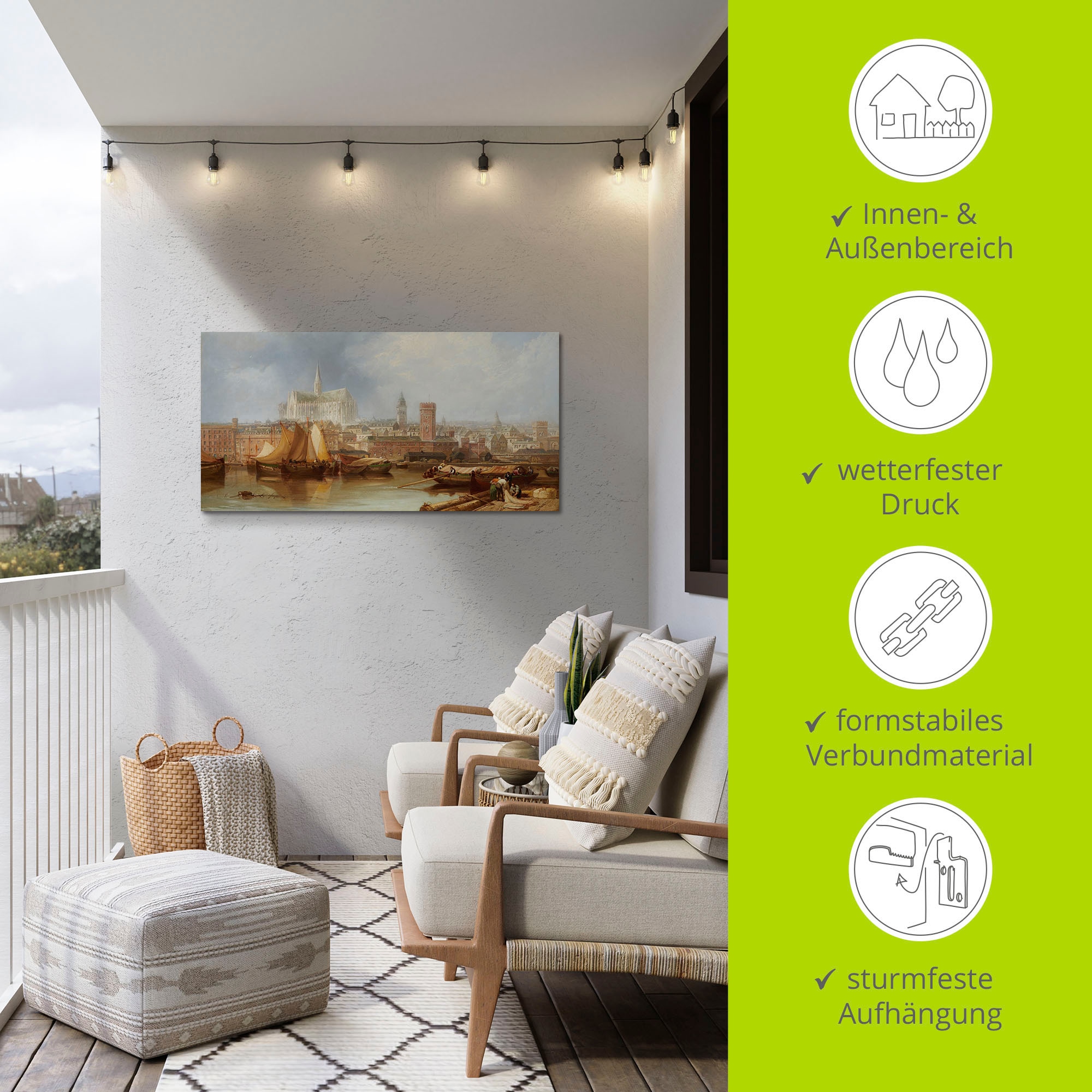 Artland Wandbild »Ansicht von Köln, unvollendeter Dom« 1 Stk. tlg. als Alubild, Leinwandbild in verschied. Größen