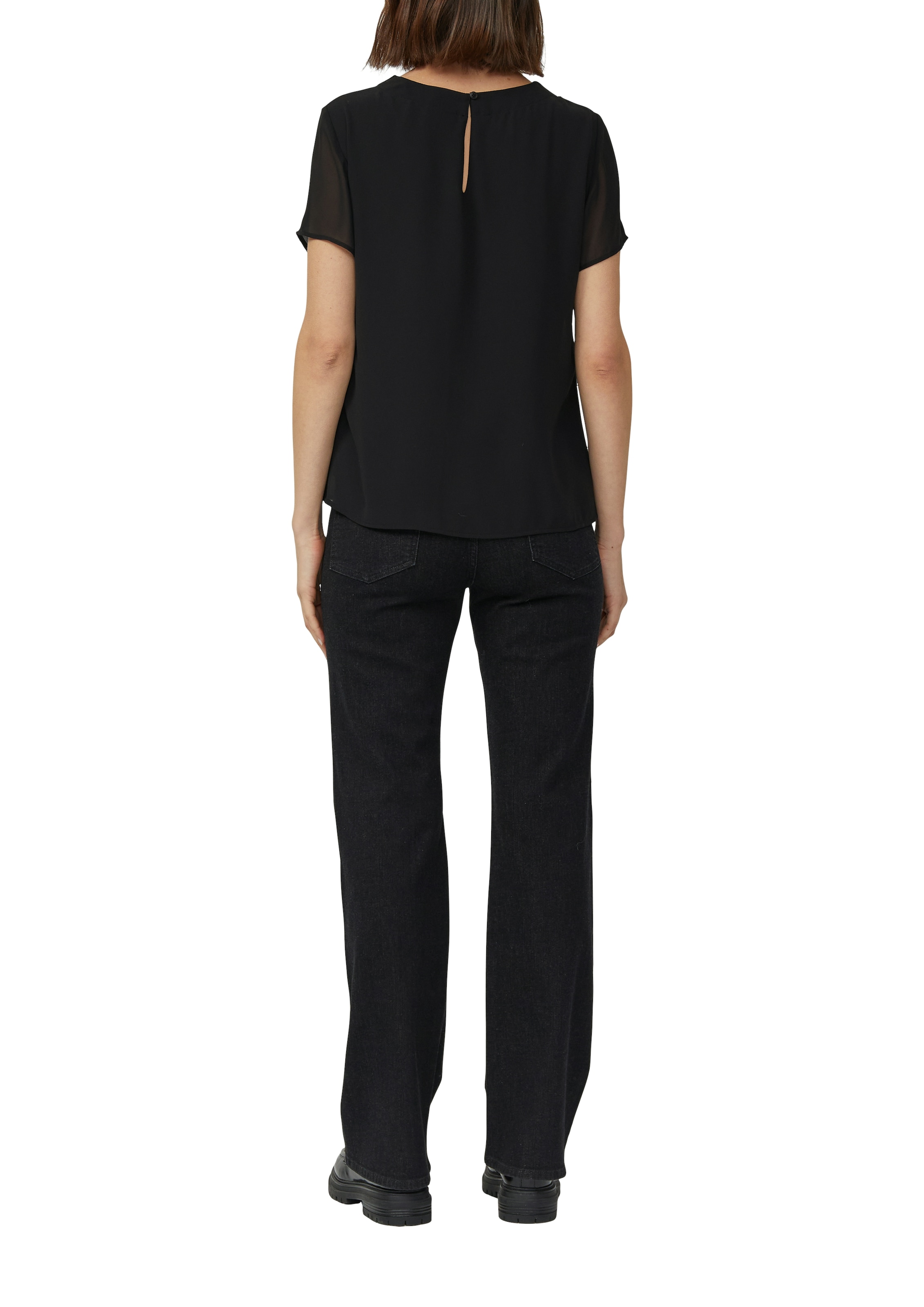 s.Oliver BLACK LABEL Kurzarmbluse mir Raffung am Ausschnitt