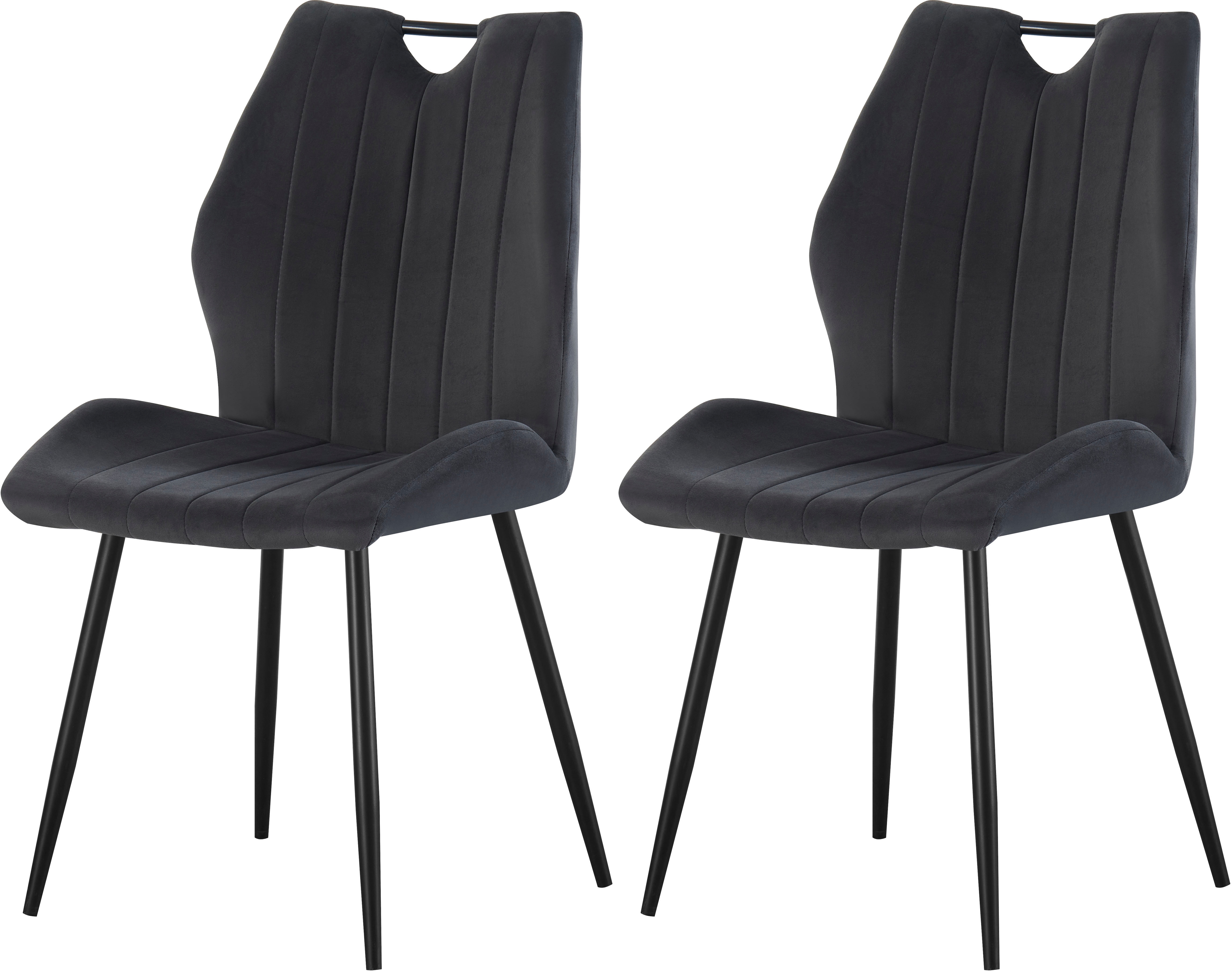 Home affaire Esszimmerstuhl "KILLAM, 2er Set, mit Metallgestell in matt schwarz" (Set) 2 Stk.in verschiedenen Farben, Belsatbarkeit pro Stuhl 120 kg, 360 drehbar