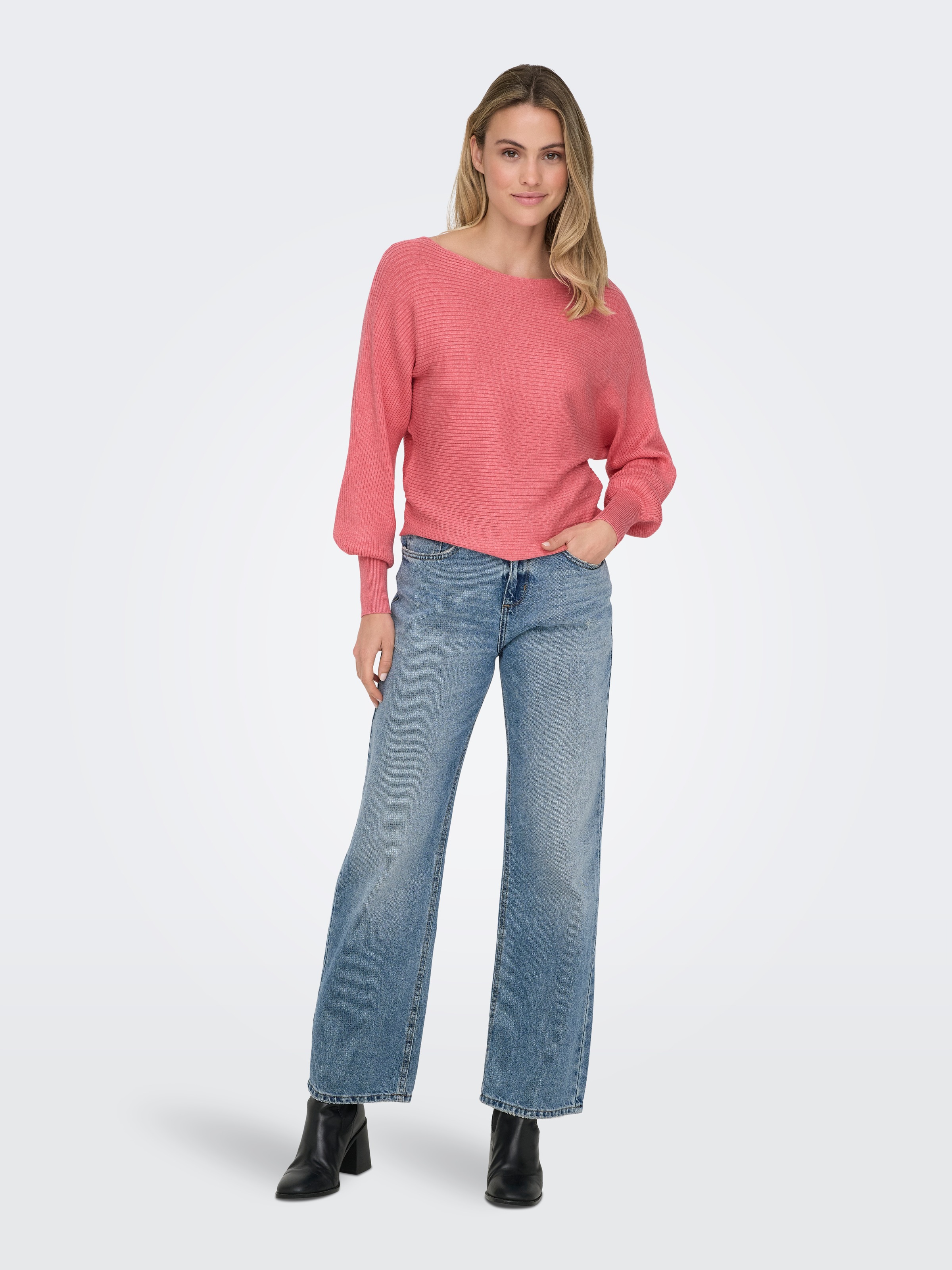 Strickpullover ONLY "ONLADALINE L/S SHORT PULLO KNT NOOS", Damen, Gr. S, rosa (tea rose detail:with melange), Strick, Obermaterial: 80% Viskose, 20% Nylon, meliert, regular fit normal, U-Boot-Ausschnitt, Rippstrickbündchen, Pullover Strickpullover, Viskos 5