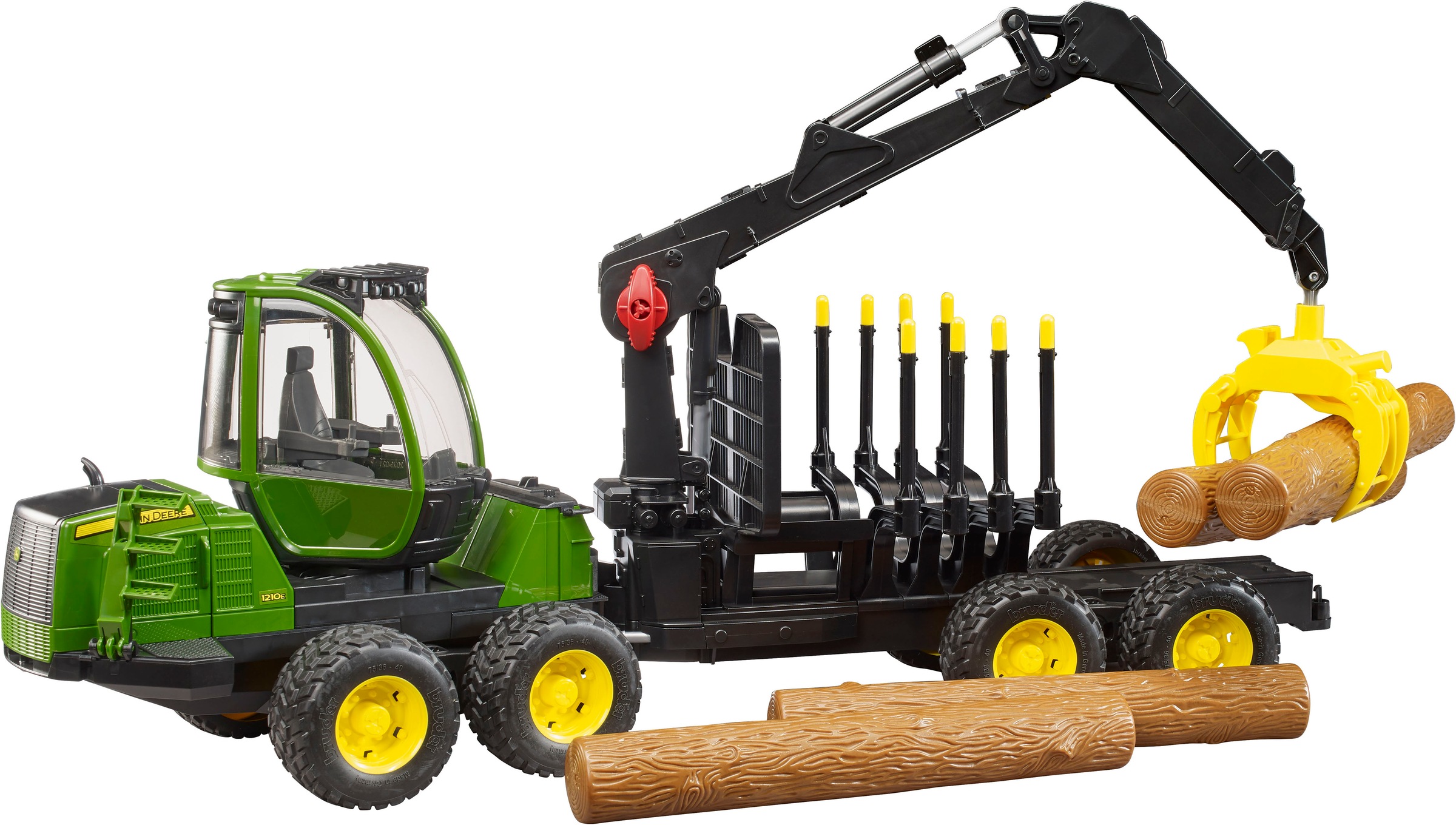 Bruder® Spielzeug-Traktor »John Deere 1210E Rückezug m.Holzgreifer/Baumstämme (02133)«, Made in Europe