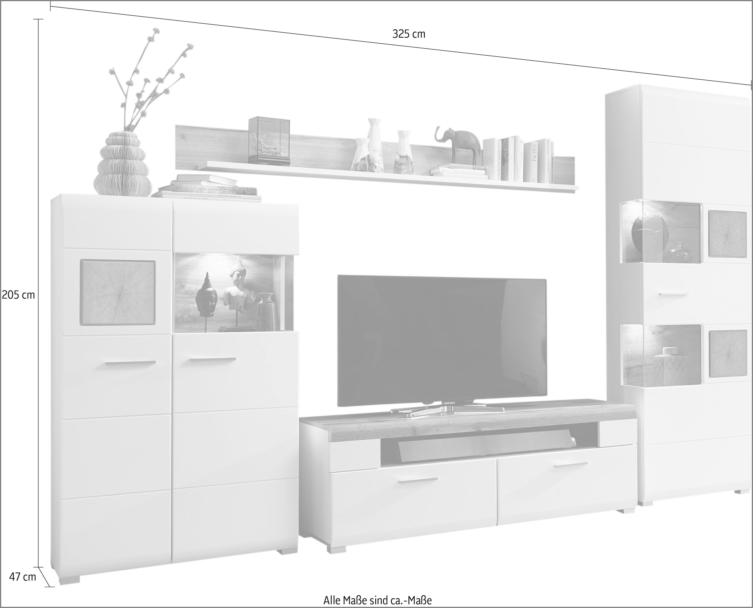 Innostyle Wohnwand »FUN PLUS«, (4 St.), inkl. LED-Beleuchtung