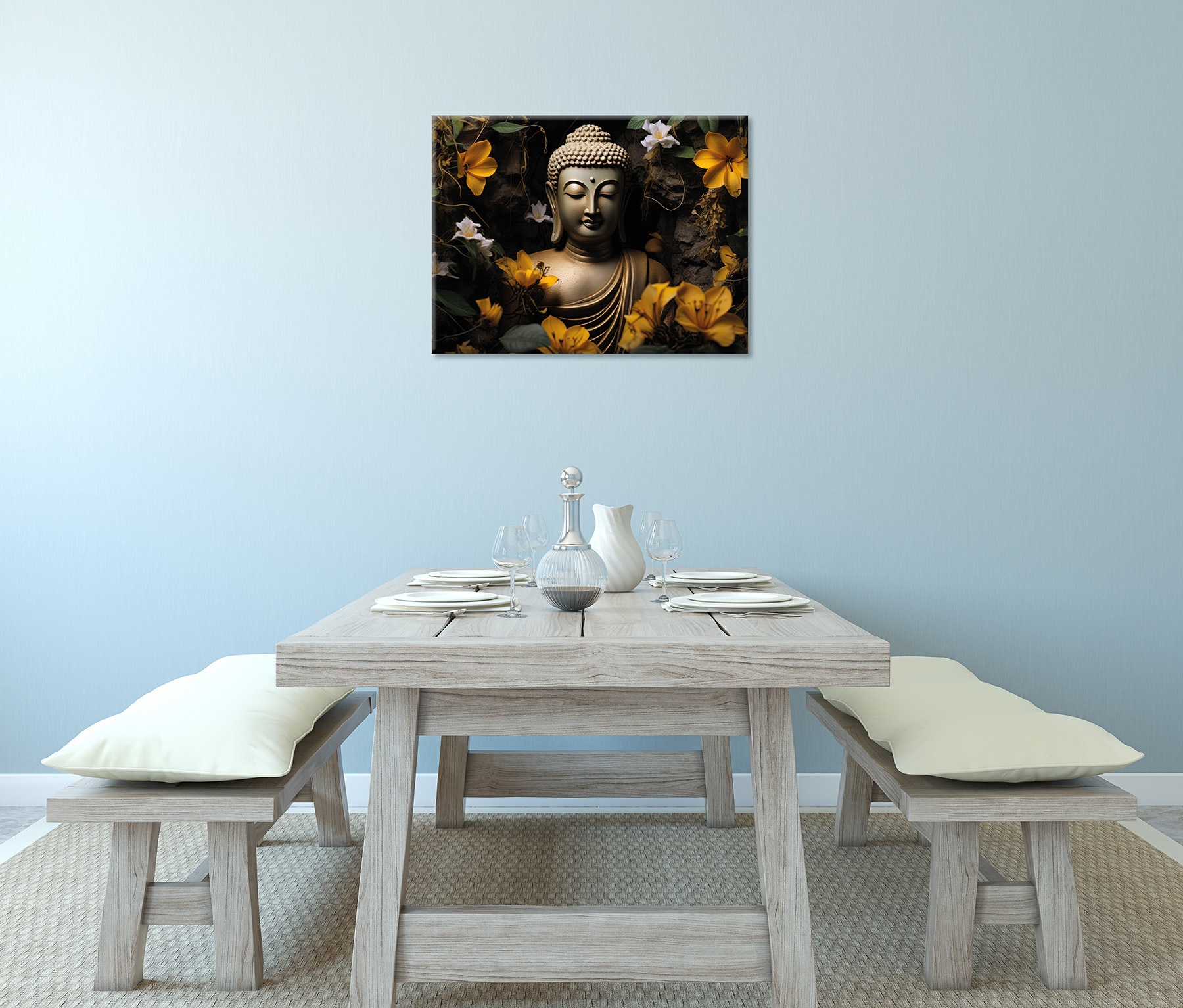Bönninghoff Leinwandbild »Wandbild BUDDHA 46x61 cm – Leinwandbild Keilrahmen Deko modern« Blumenbilder | Buddha | Natur 1 Stk. tlg. auf Keilrahmen gespannt