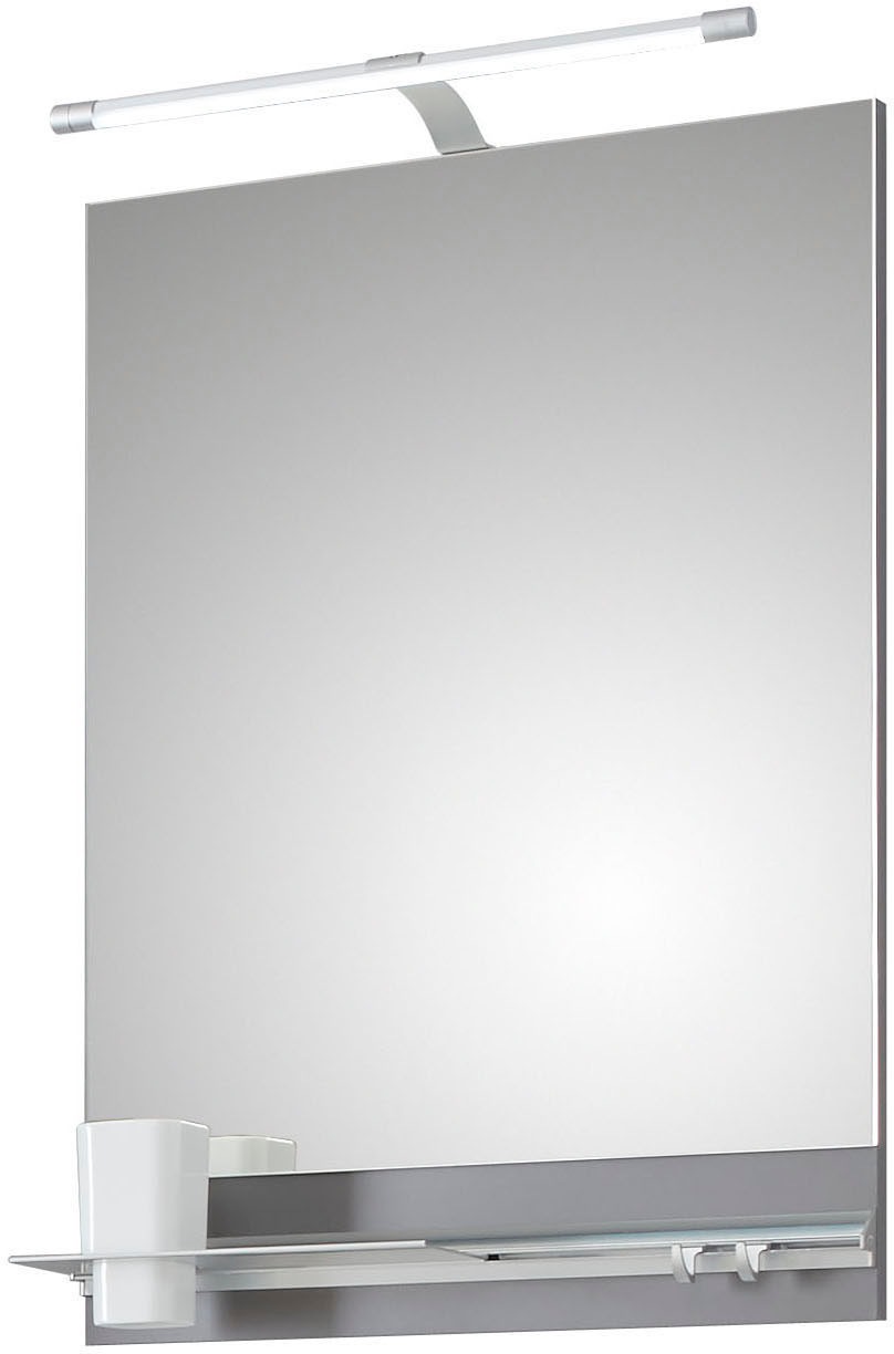 Saphir Badmöbel-Set »Quickset 3-teilig, Waschbeckenunterschrank mit LED-Spiegel«, (6 St.), mit Midischrank, inkl. Türdämpfer, 2 Türen, 1 Nische, 1 Schublade