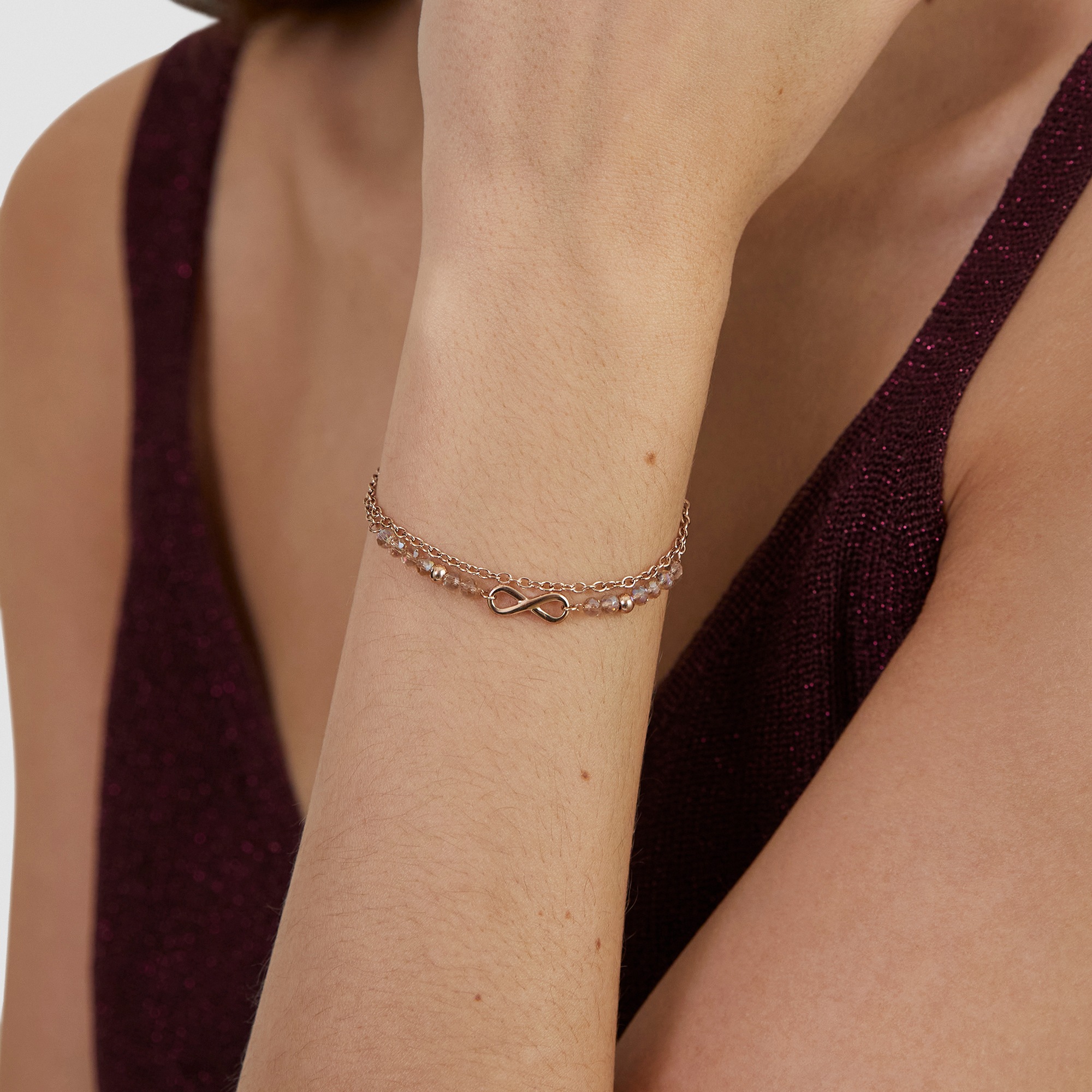 s.Oliver Armband »Infinity Beads, Unendlichkeitsschleife« mit Kristallstein (synth.)