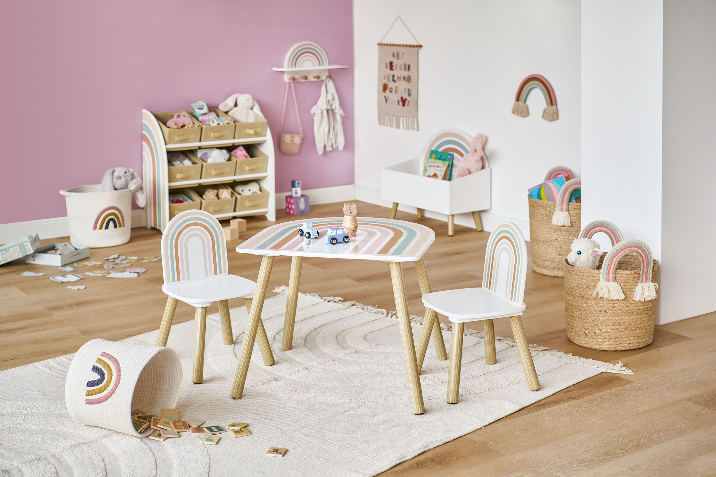 Thumbnail - Zeller Present Aufbewahrungskorb "Rainbow" Aufgestickter Regebogen