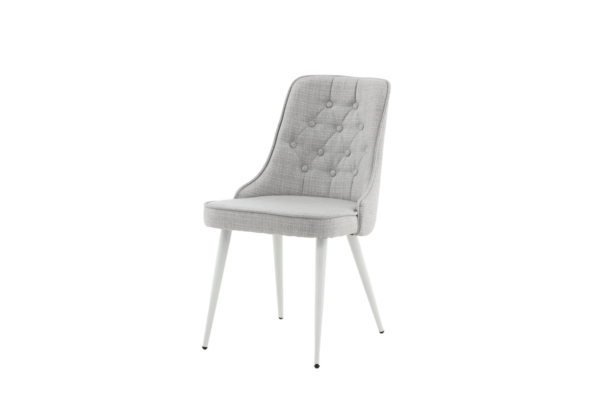 VENTURE DESIGN Velvet Deluxe Esszimmerstuhl, hellgraues Polyester und weißes Metall, Grau /