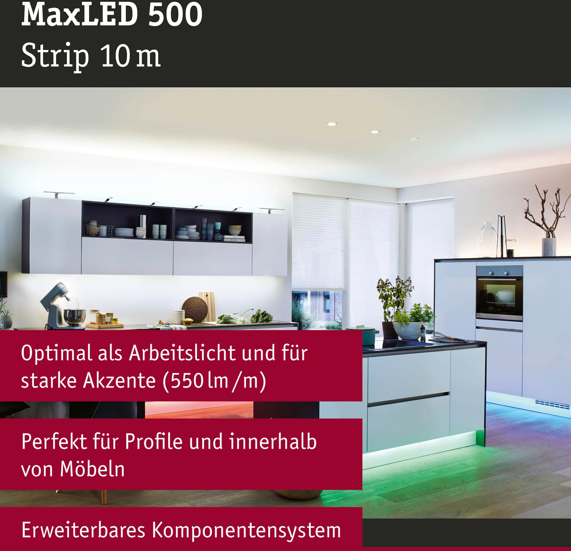 Adapterkabel | »MaxLED Paulmann 500 unbeschichtet 1 LED-Streifen Einzelstripe 10m RGBW+ 72W 500lm/m«, inkl. kaufen St.-flammig, BAUR