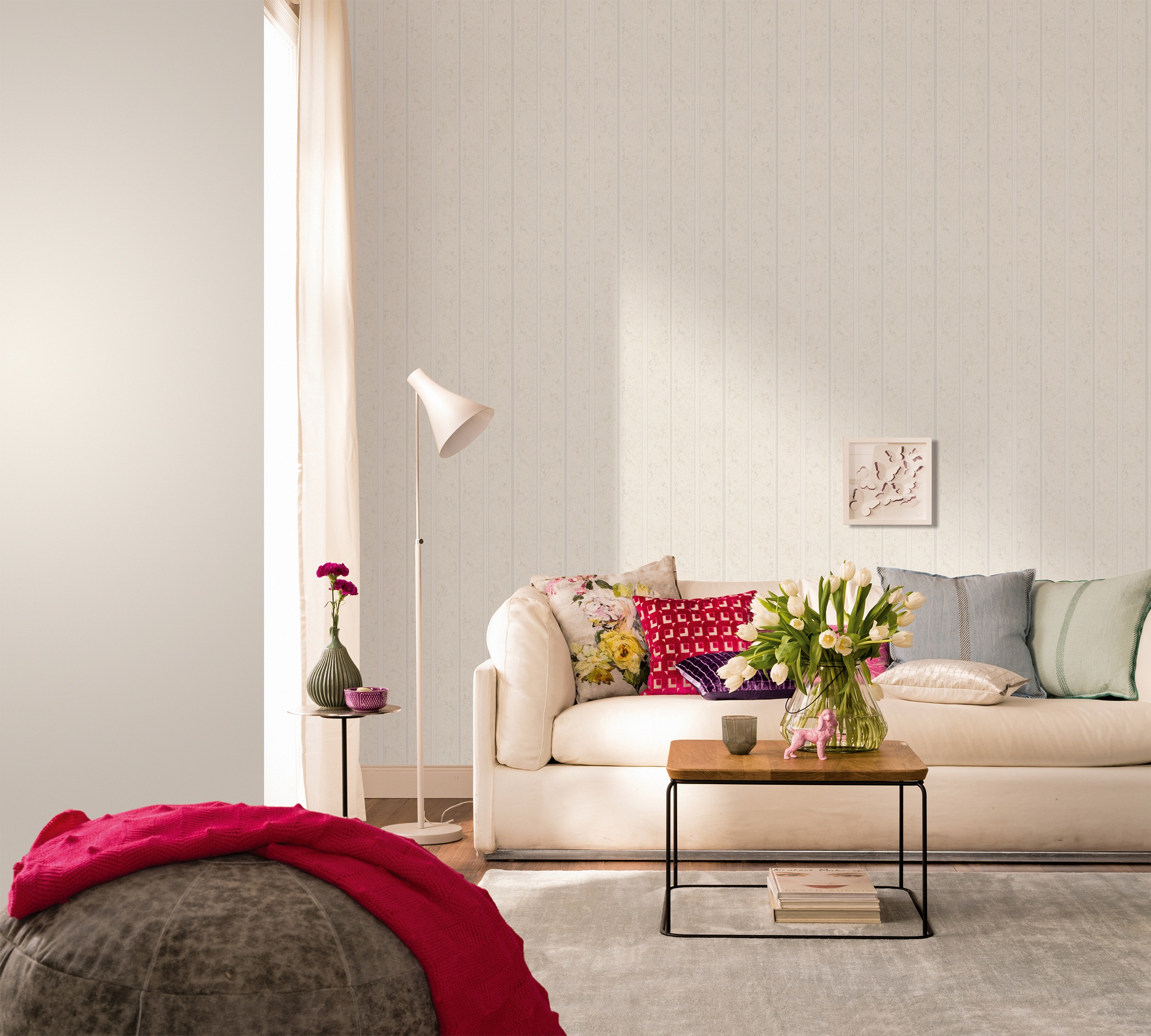 Marburg Vliestapete »Weiß«, Streifen, moderne Tapete für Wohnzimmer Schlafzimmer Küche