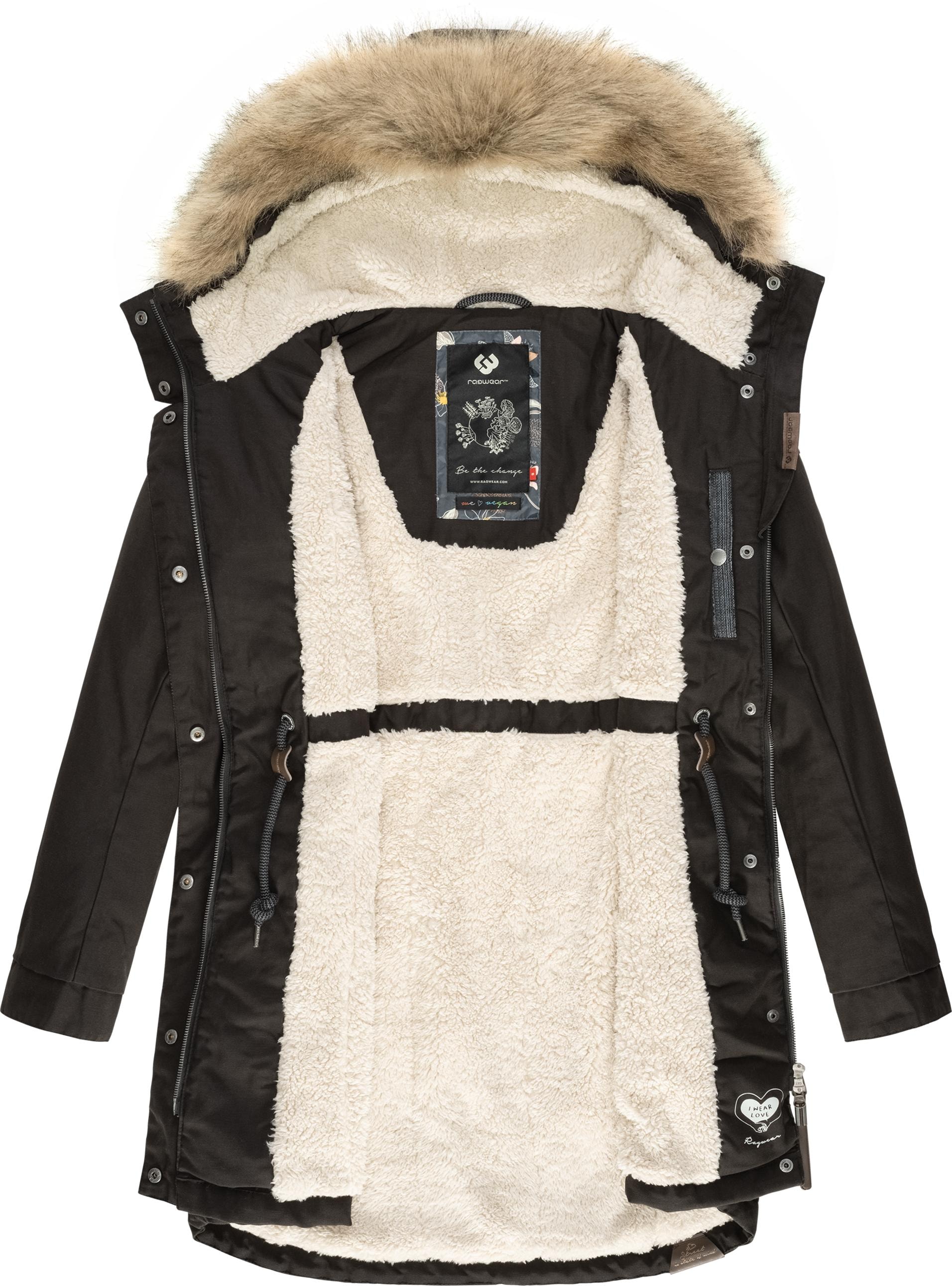Winterjacke Kapuze, BAUR kaufen »Tawny«, mit Ragwear und | online stylischer großer Kapuze Winterparka mit Kunstfellkragen