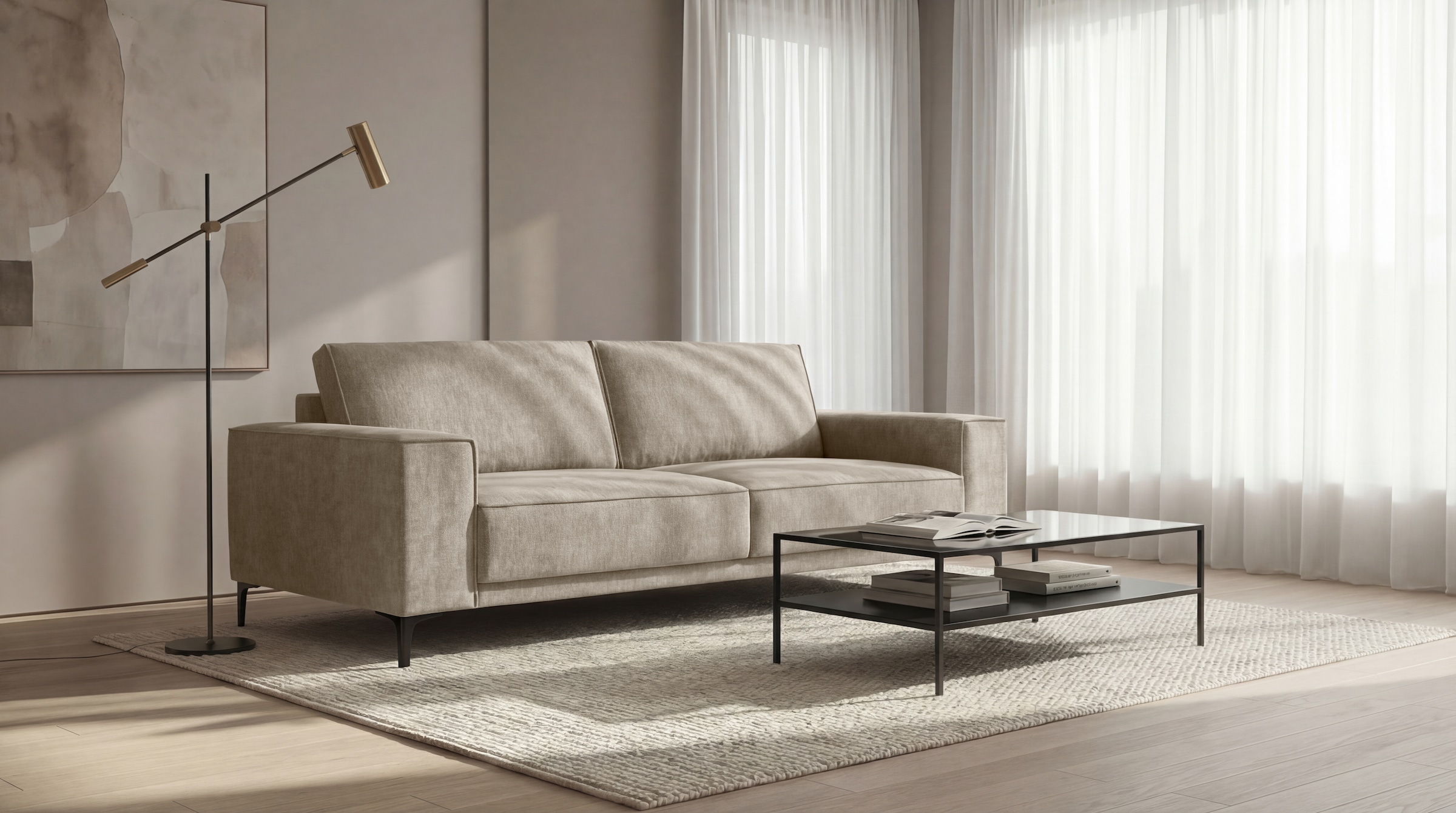 OTTO home Sofa "Kompaktsofa Oland, Struktur, Flachgewebe, Luxus-Microfaser, Boucle" Struktur, Flachgewebe, Luxus-Microfaser, Boucle